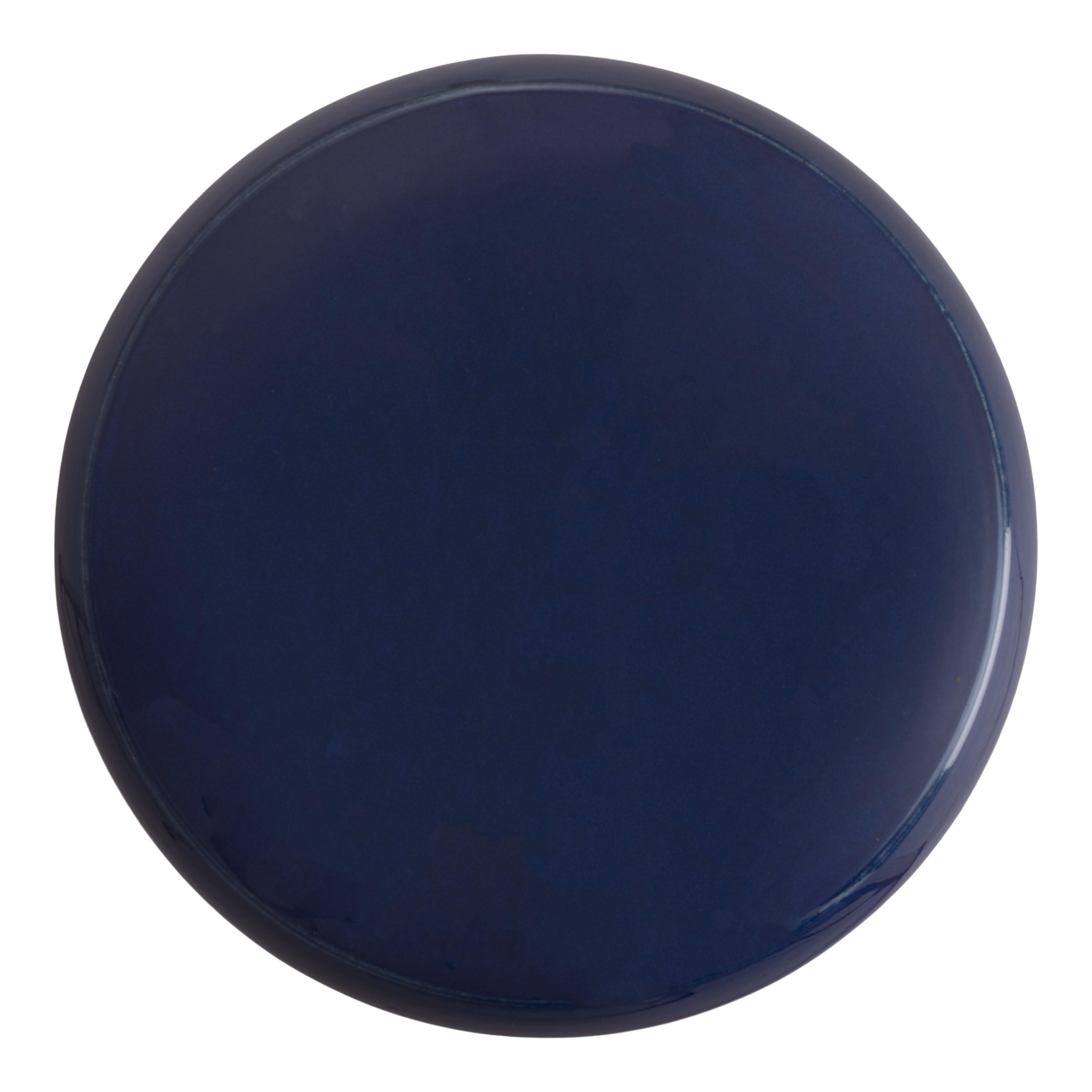 18 in. Mushroom Blue Ceramic Garden Stool