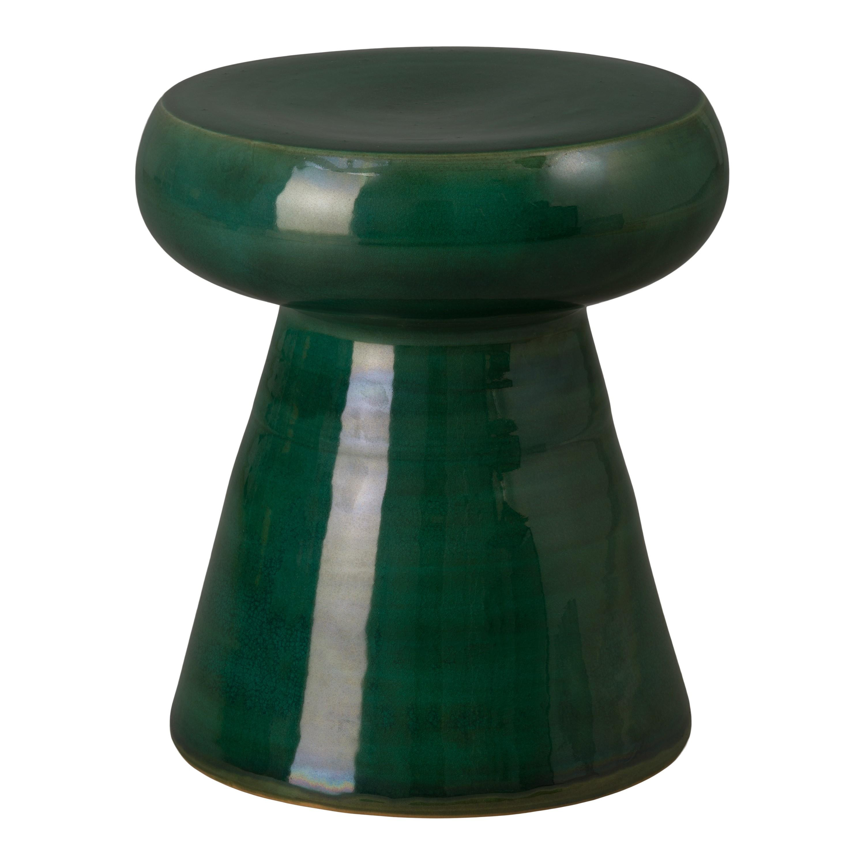 18 in. Mushroom Green Ceramic Garden Stool