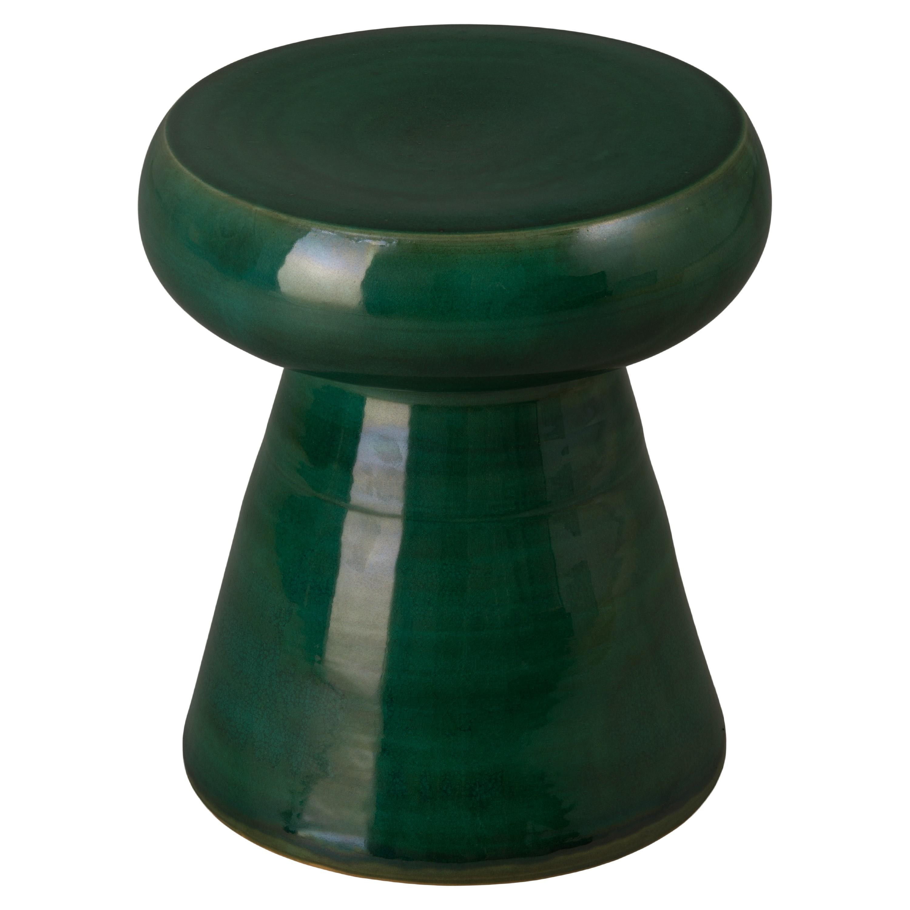 18 in. Mushroom Green Ceramic Garden Stool