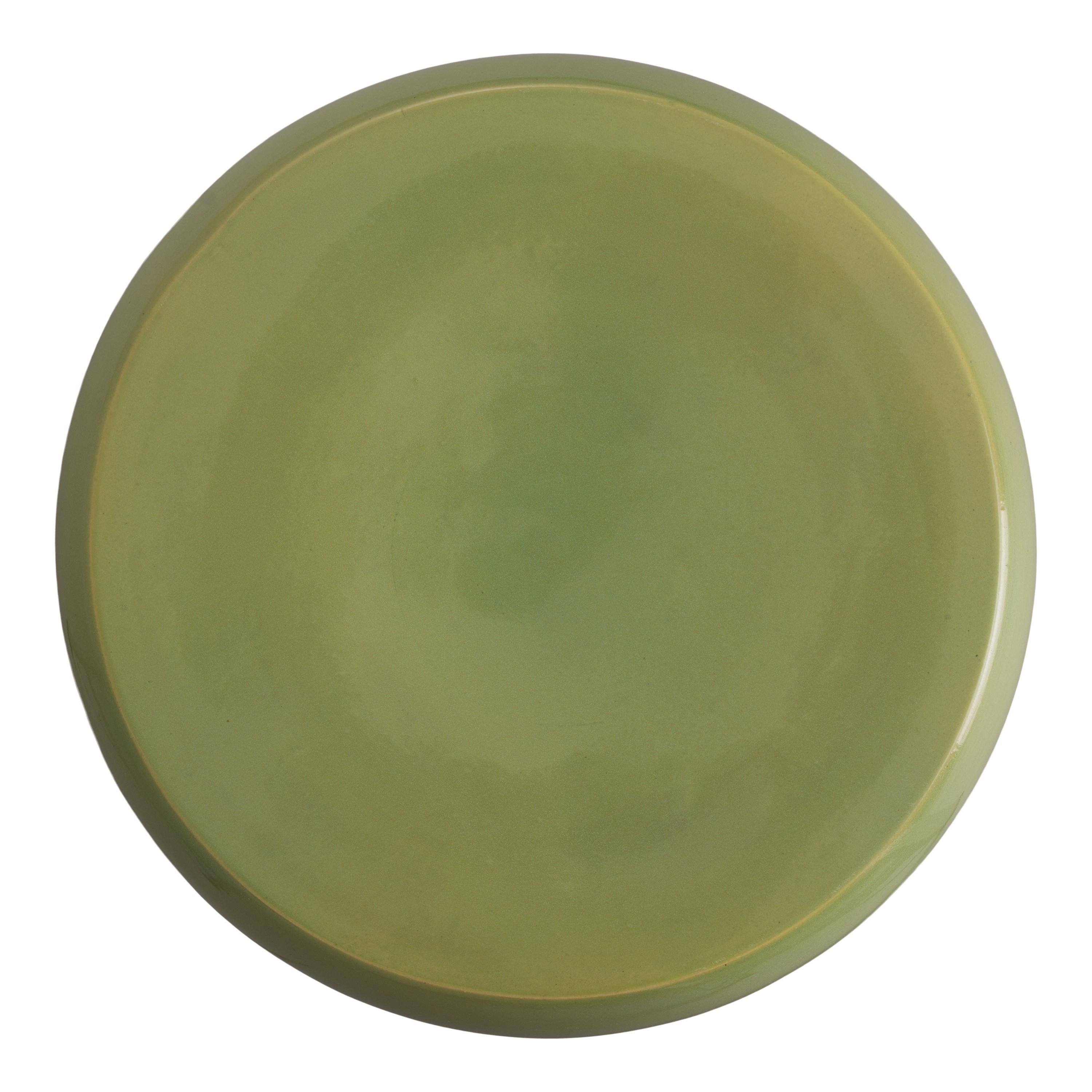 18 in. Mushroom Lime Ceramic Garden Stool