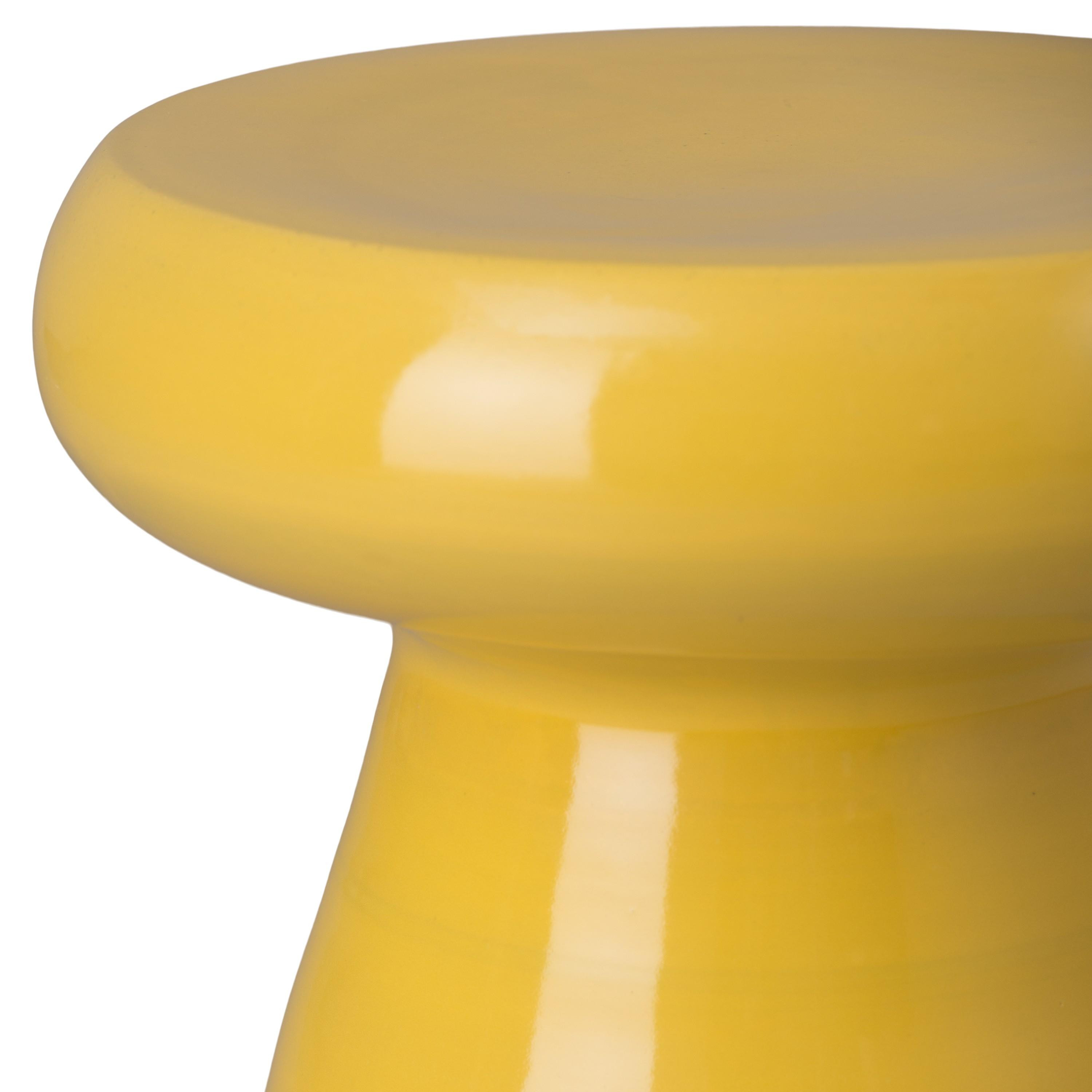18 in. Mushroom Mustard Yellow Ceramic Stool