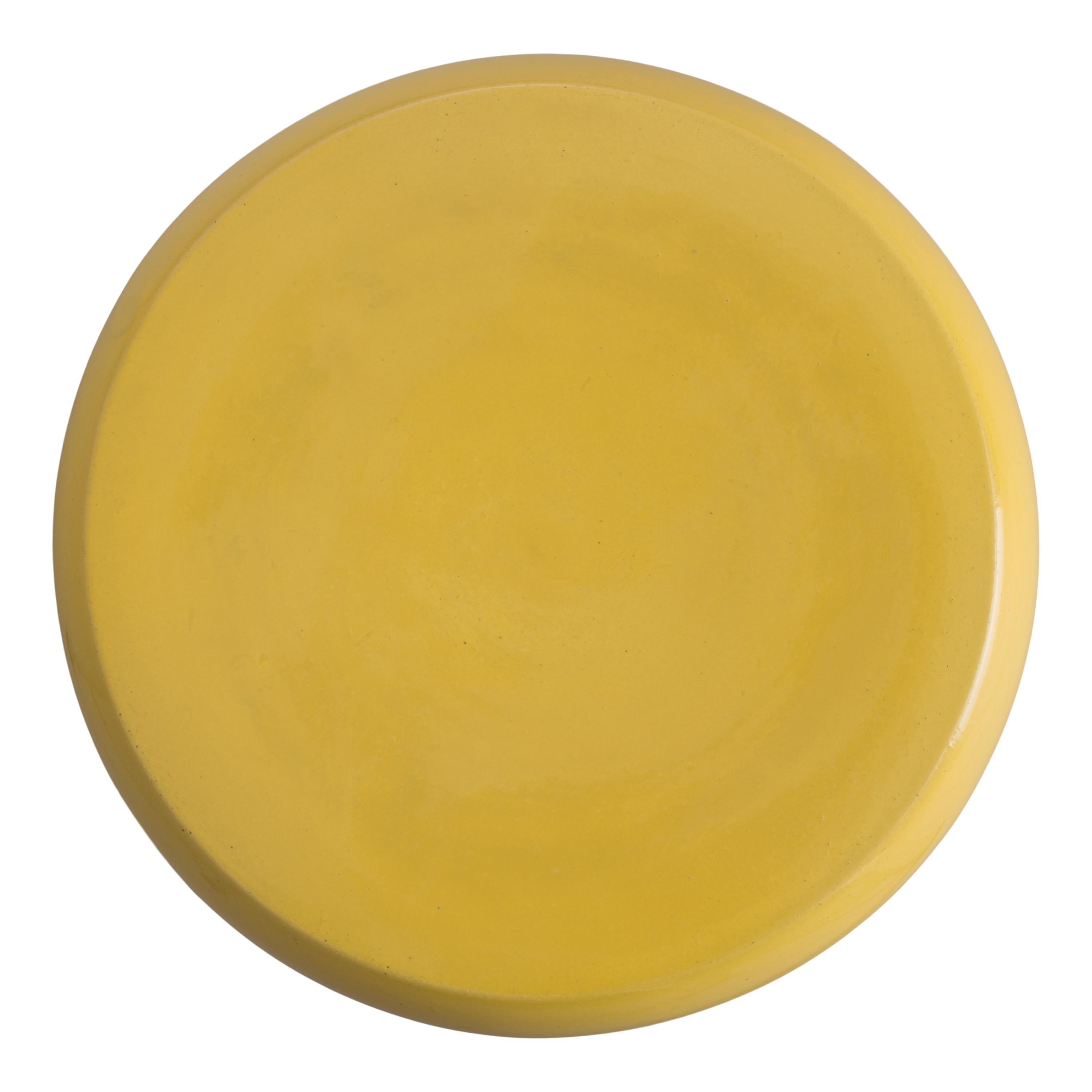 18 in. Mushroom Mustard Yellow Ceramic Stool