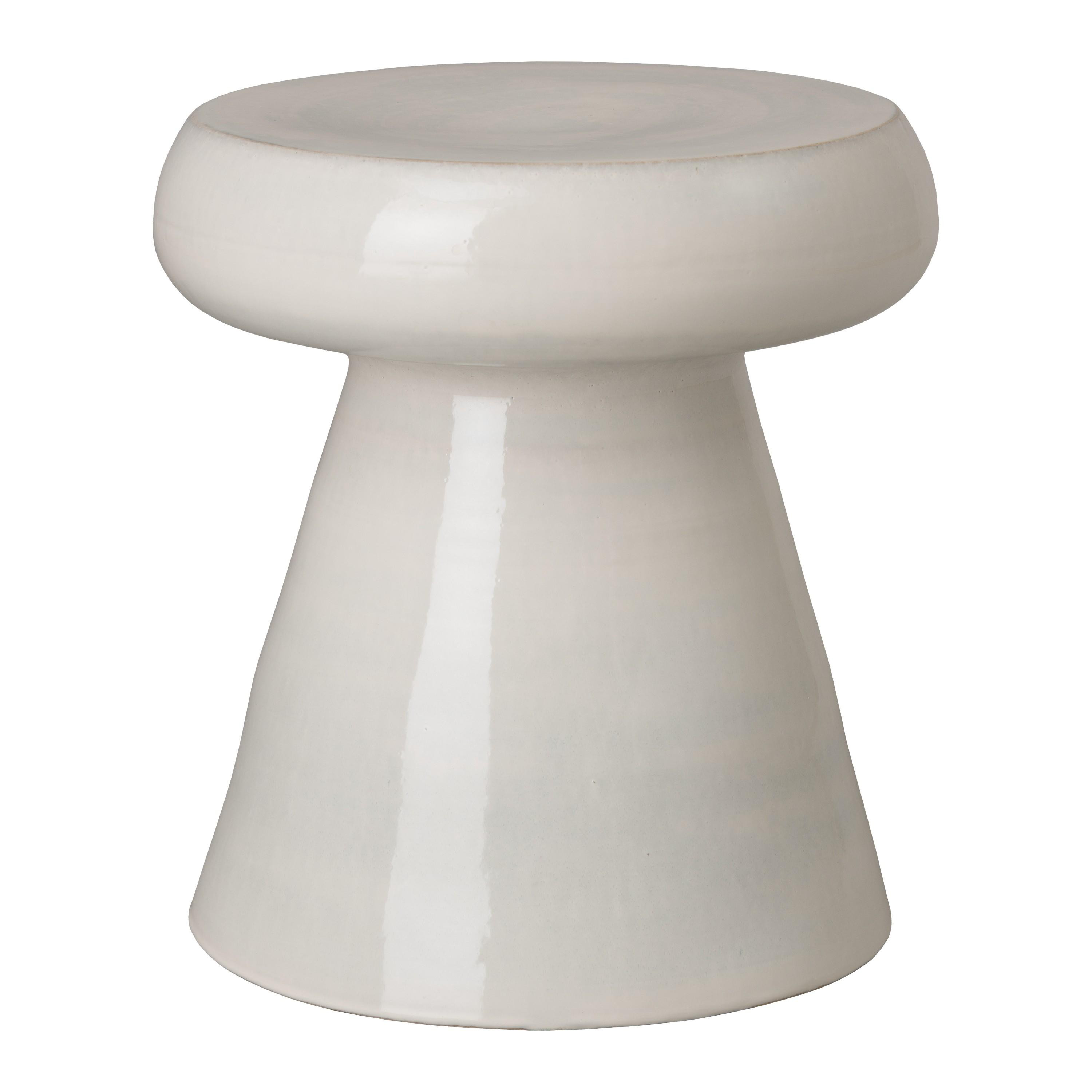 18 in. Mushroom White Ceramic Stool