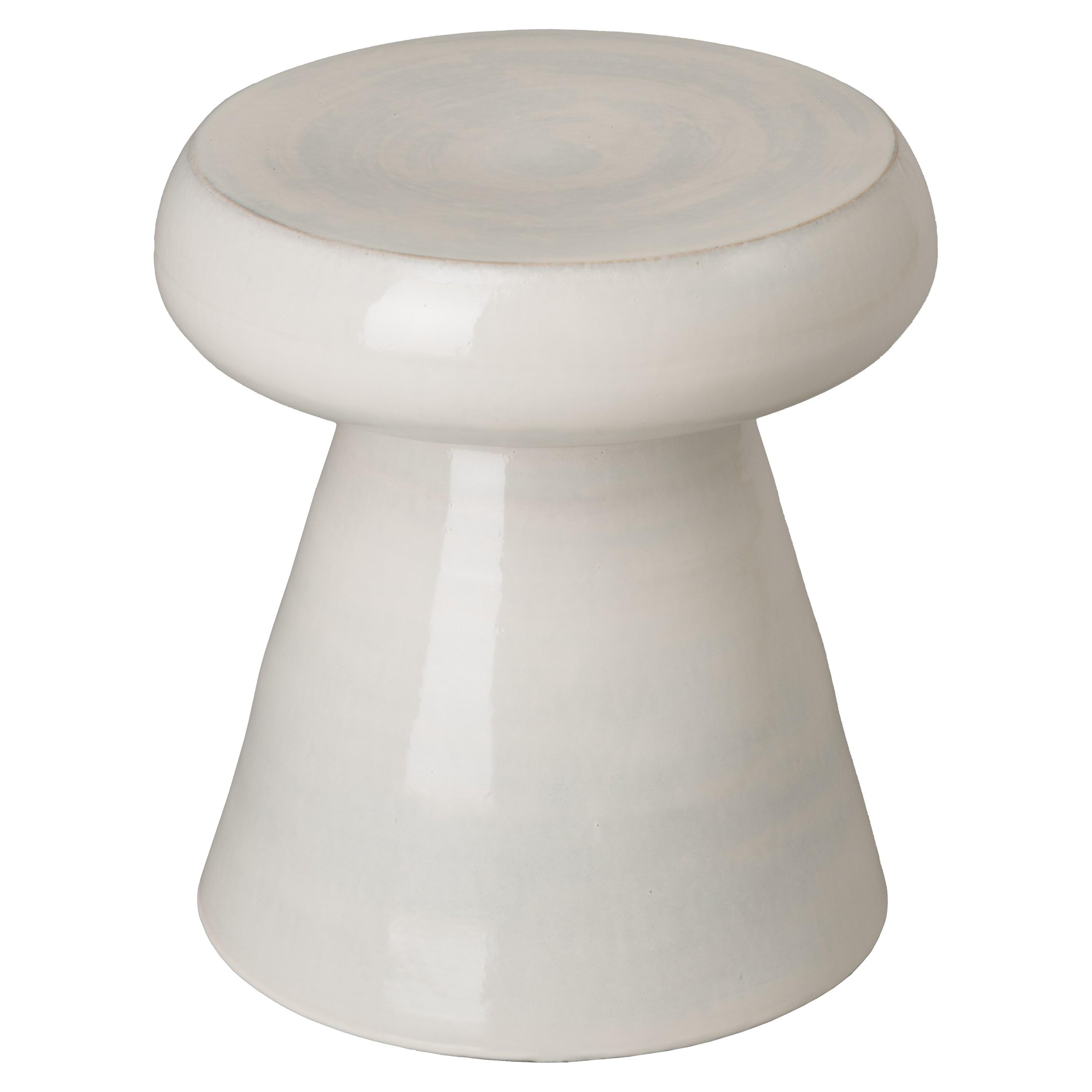 18 in. Mushroom White Ceramic Stool