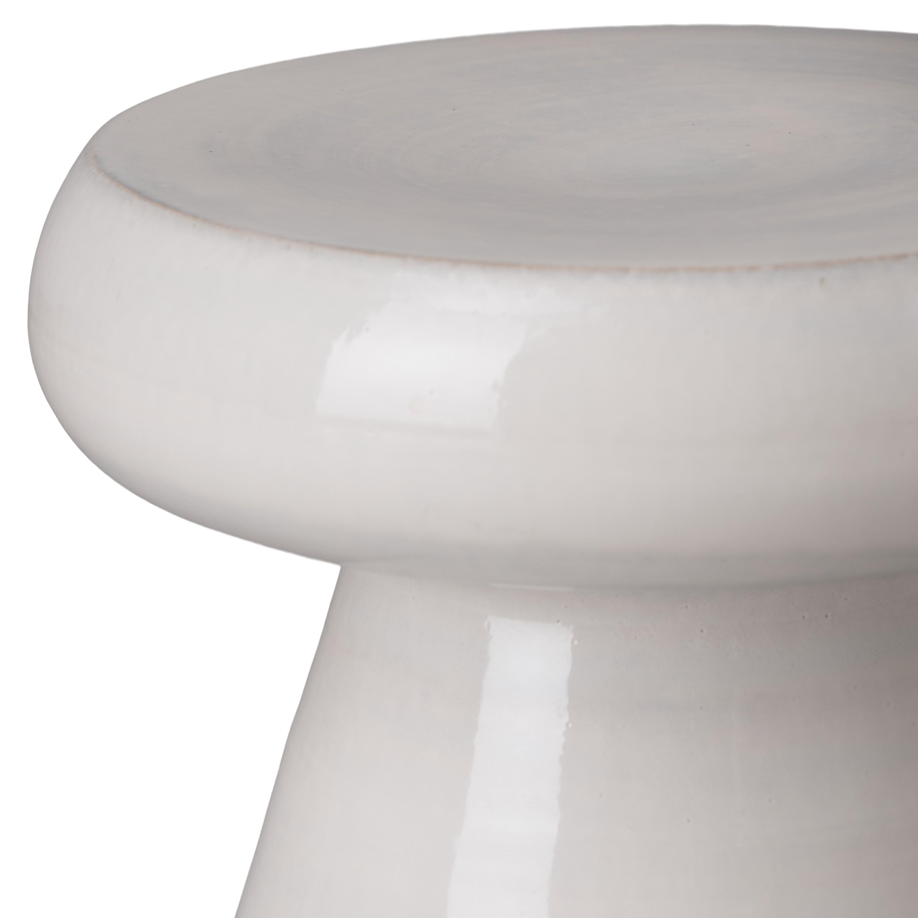 18 in. Mushroom White Ceramic Stool