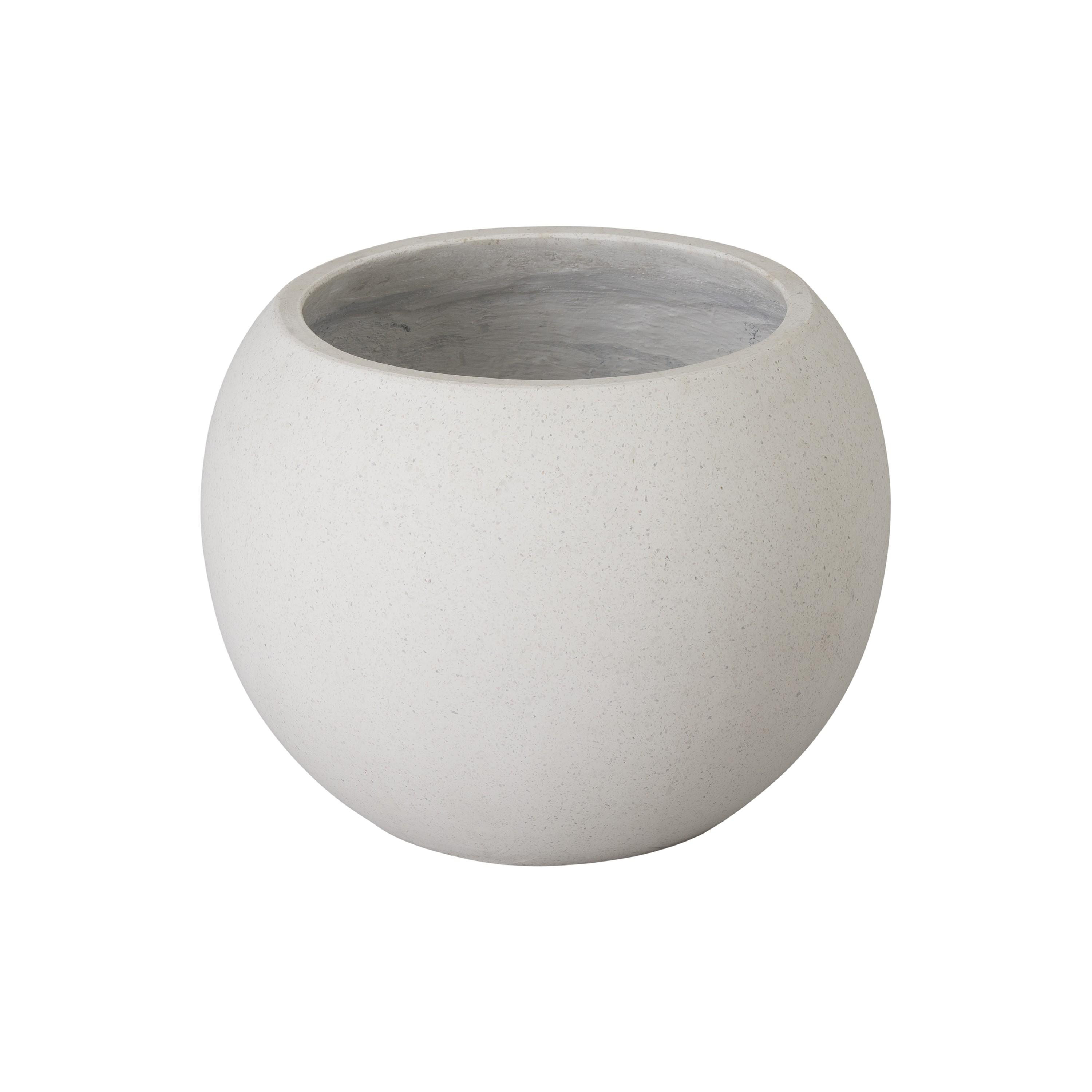 18 in. Ball White Terrazzo Planter
