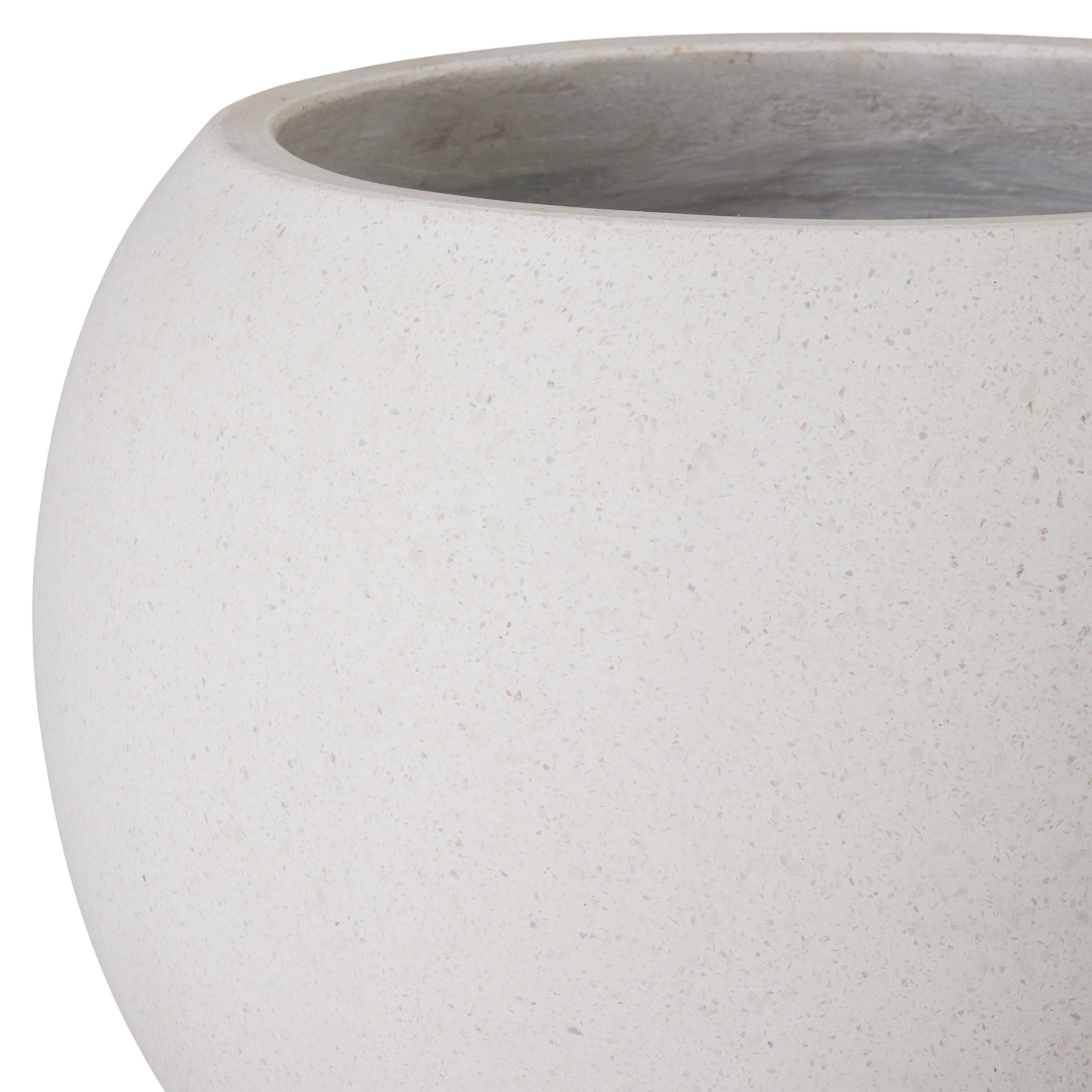 18 in. Ball White Terrazzo Planter