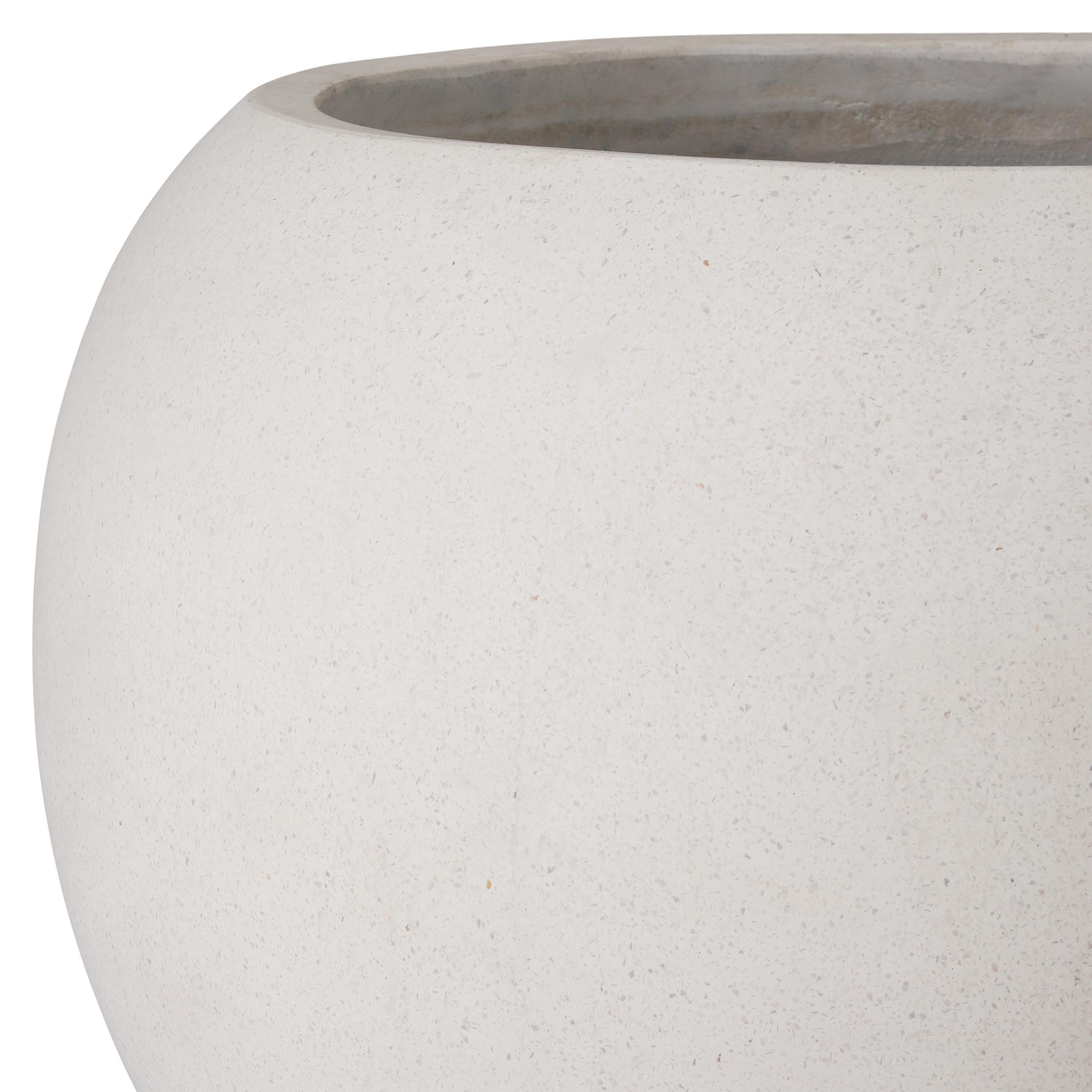 26 in. Ball White Terrazzo Planter