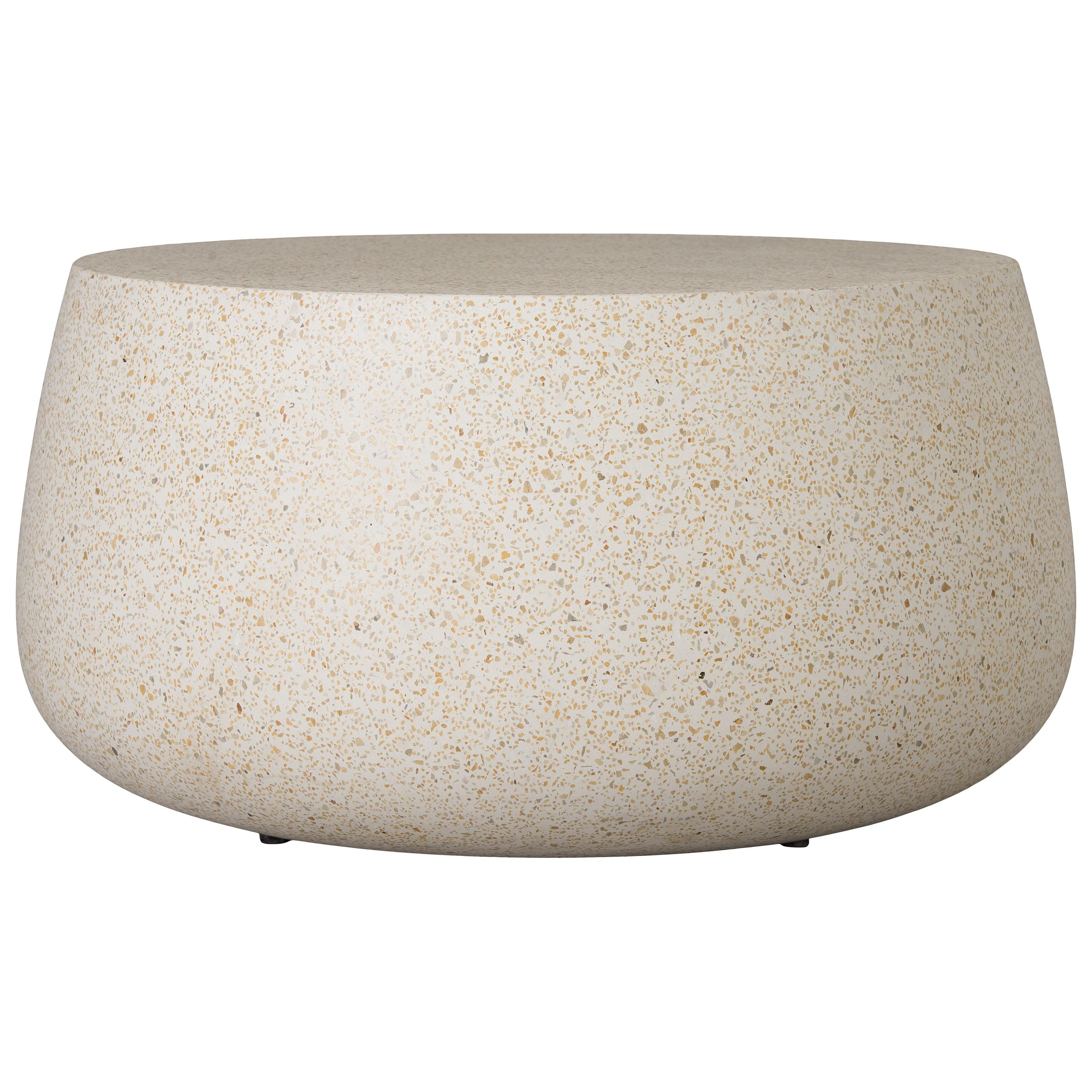 36 in. Dia Round Yellow Terrazzo Coffee Table