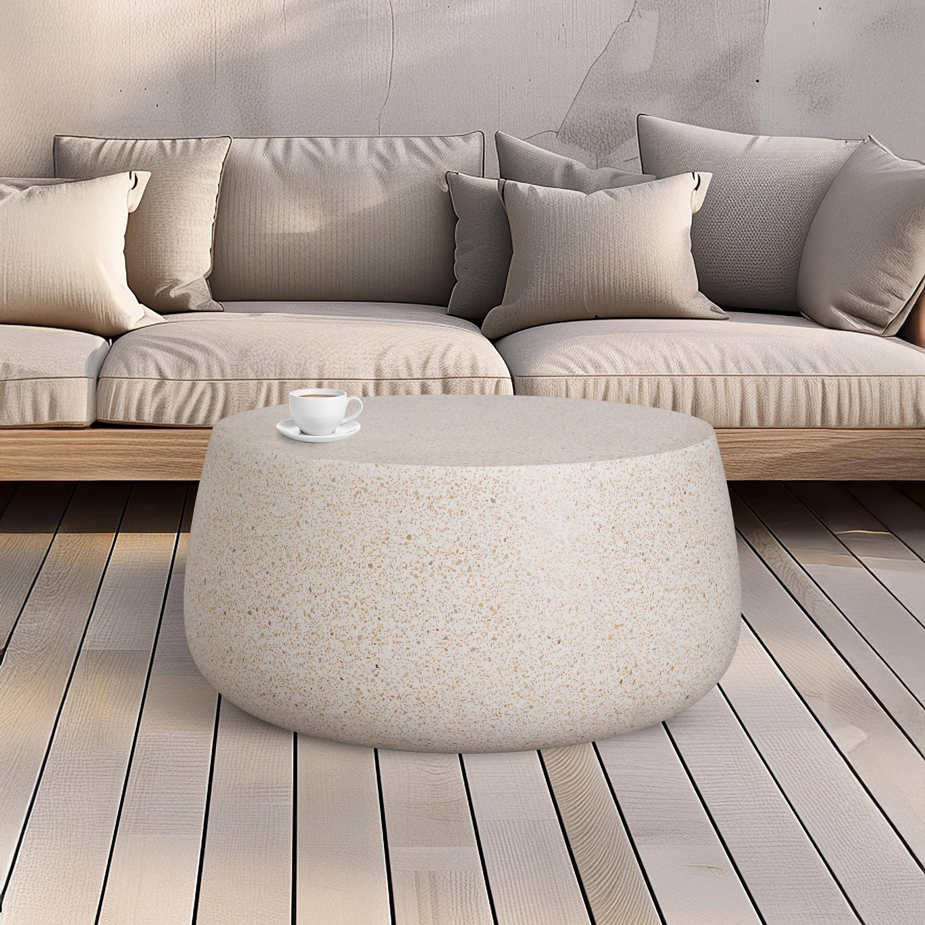 36 in. Dia Round Yellow Terrazzo Coffee Table