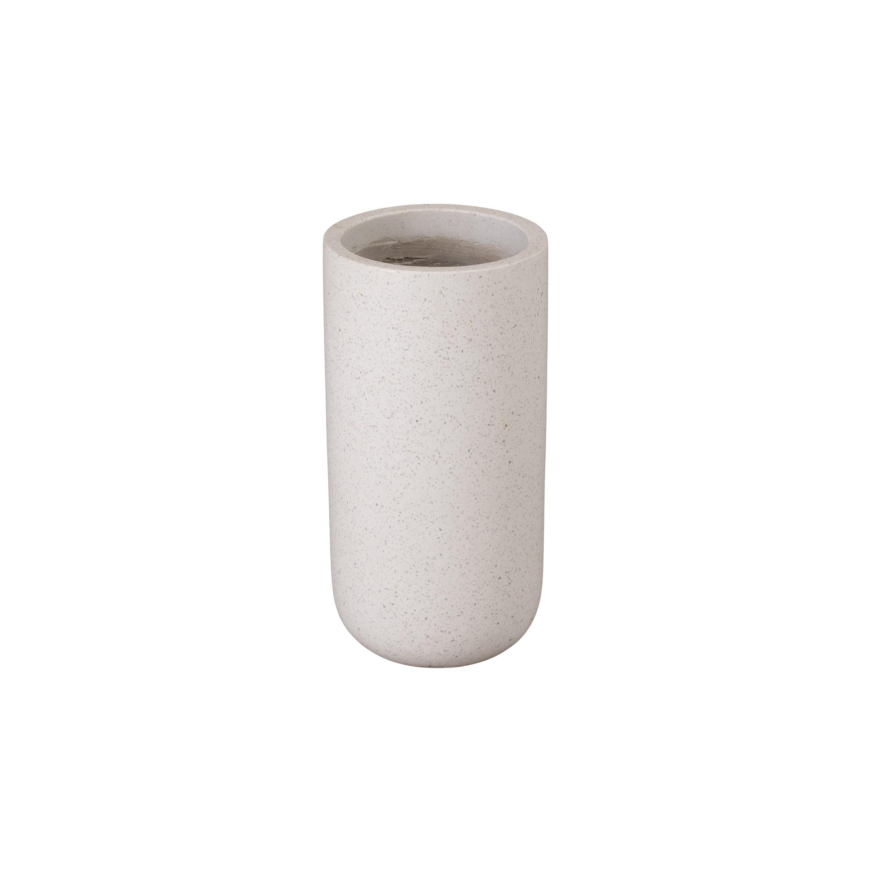 19.5 in. Tall Cylinder White Terrazzo Planter