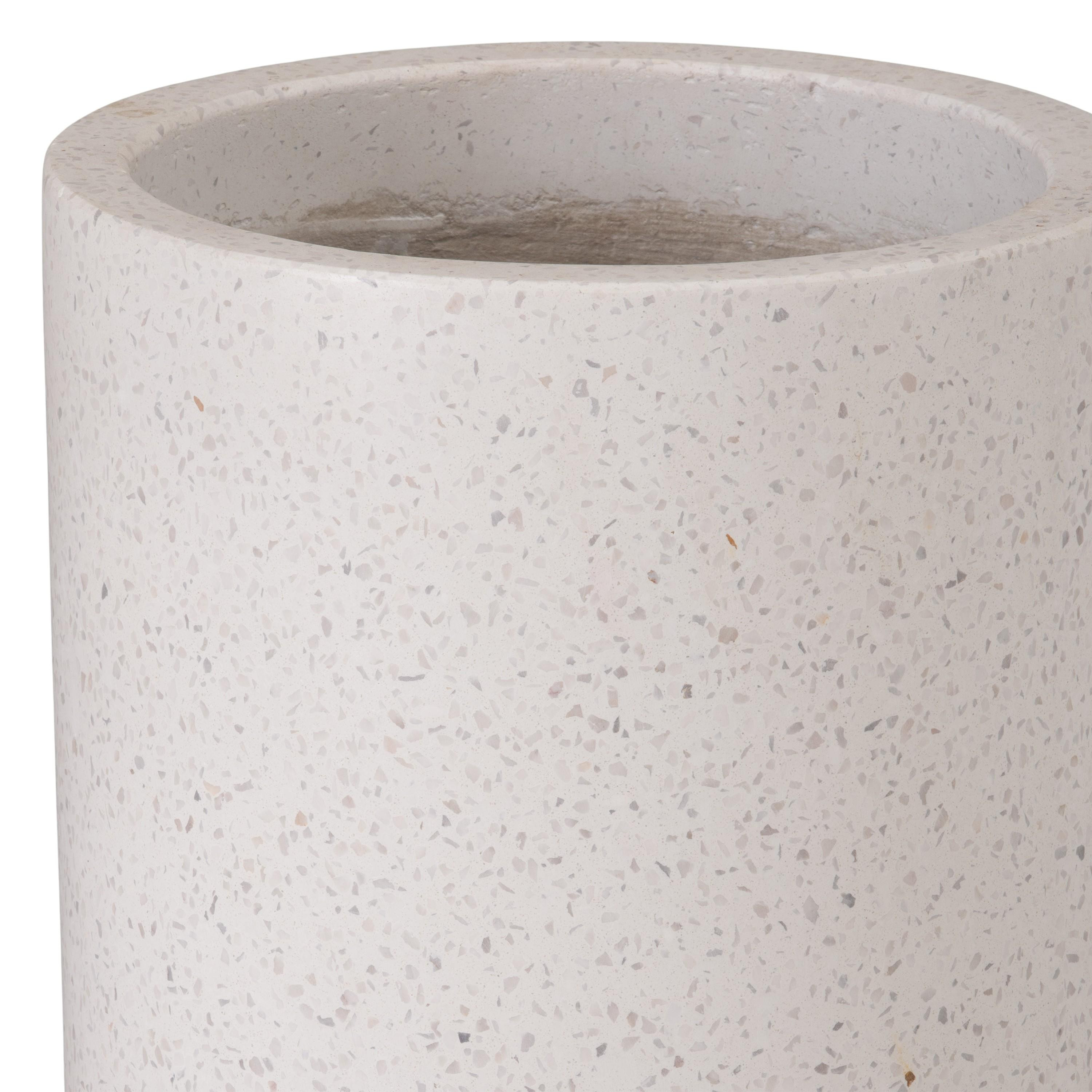 19.5 in. Tall Cylinder White Terrazzo Planter
