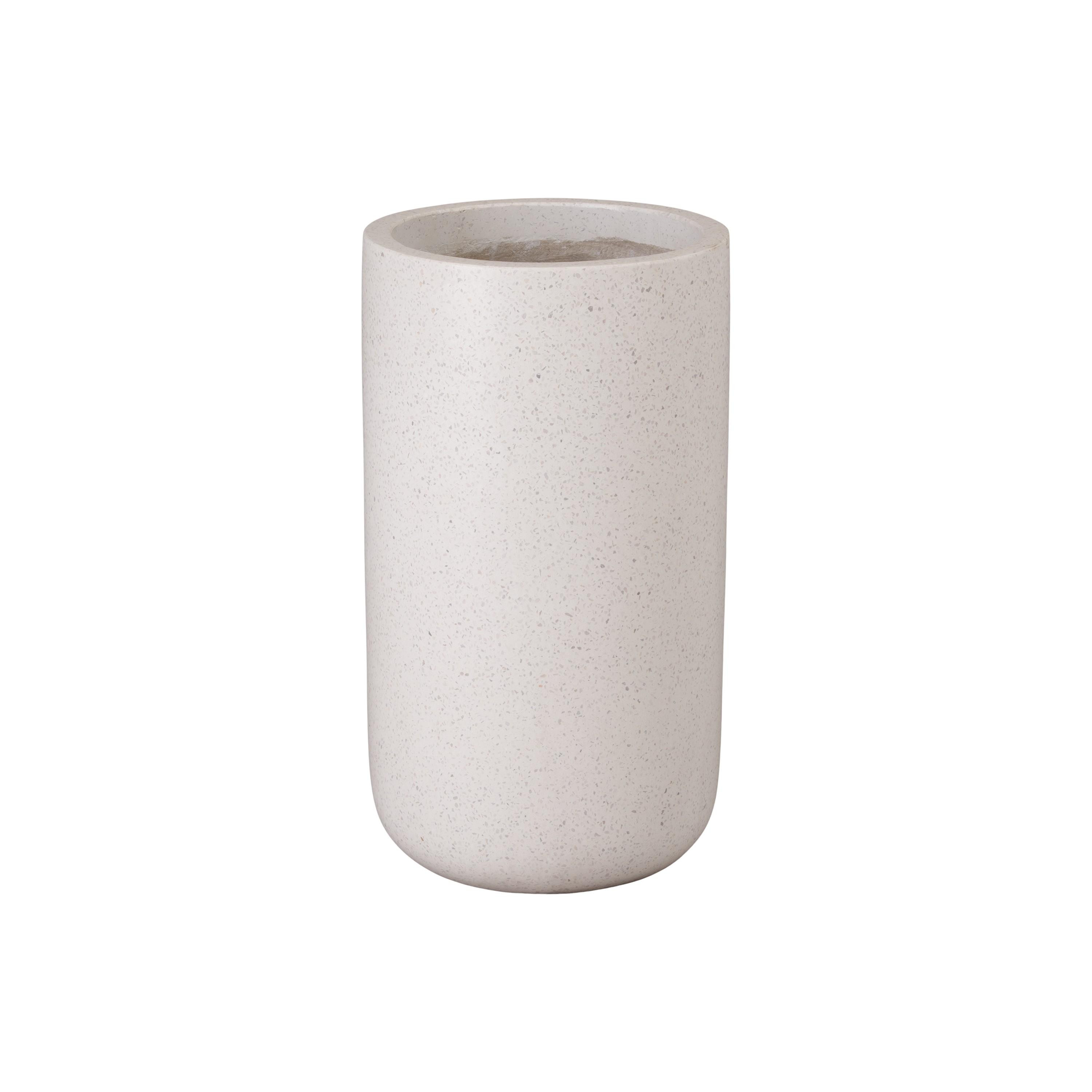23.5 in. Tall Cylinder White Terrazzo Planter