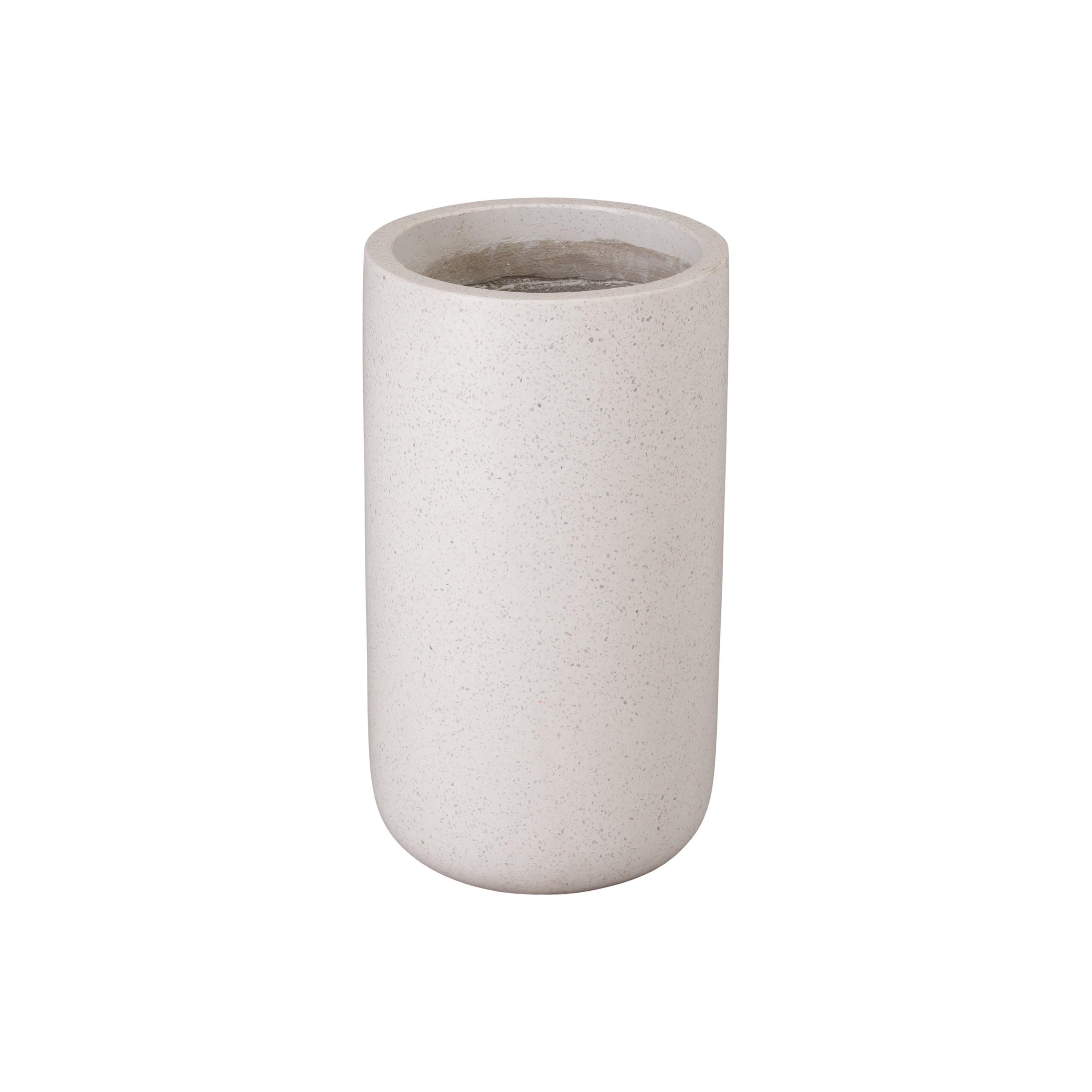 23.5 in. Tall Cylinder White Terrazzo Planter