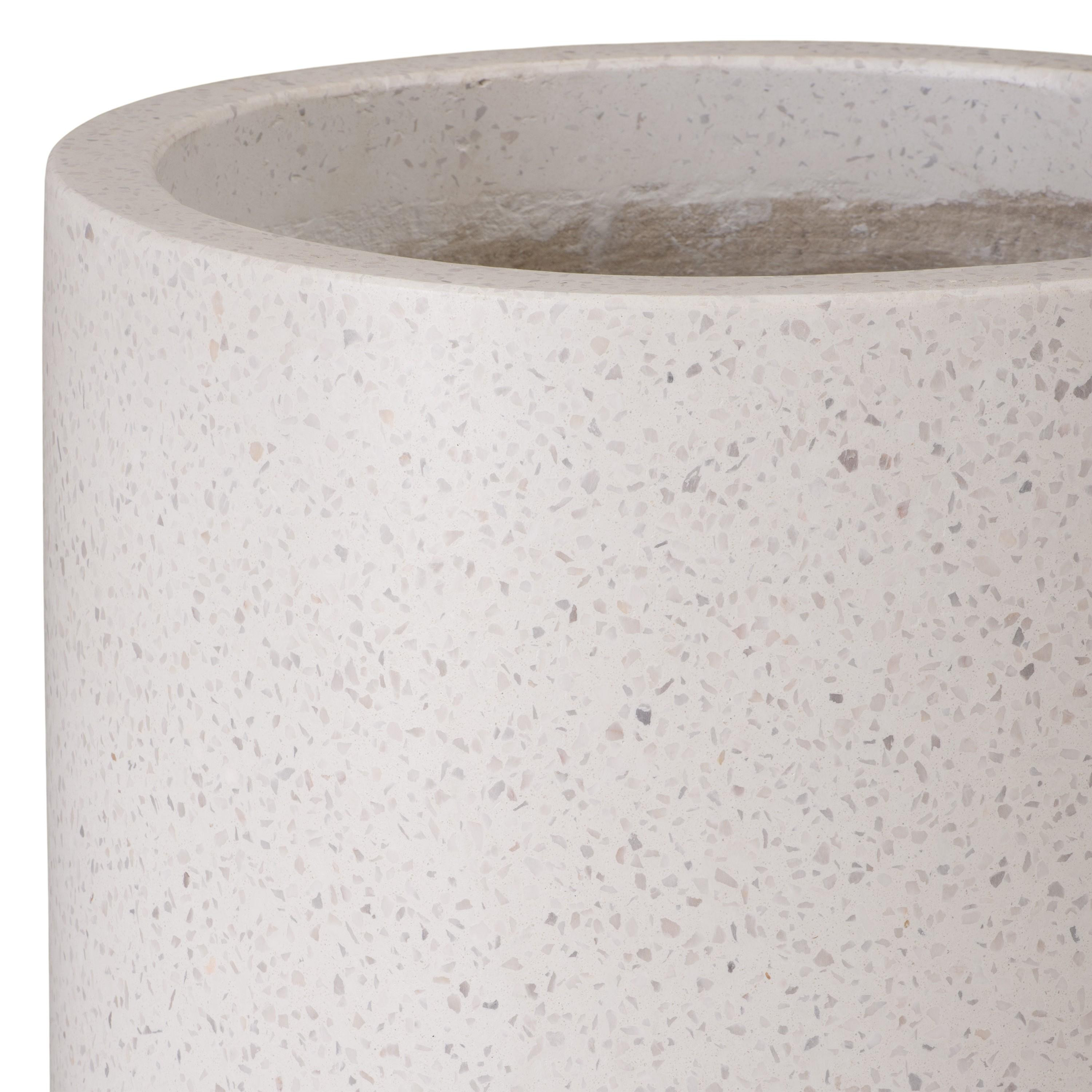23.5 in. Tall Cylinder White Terrazzo Planter