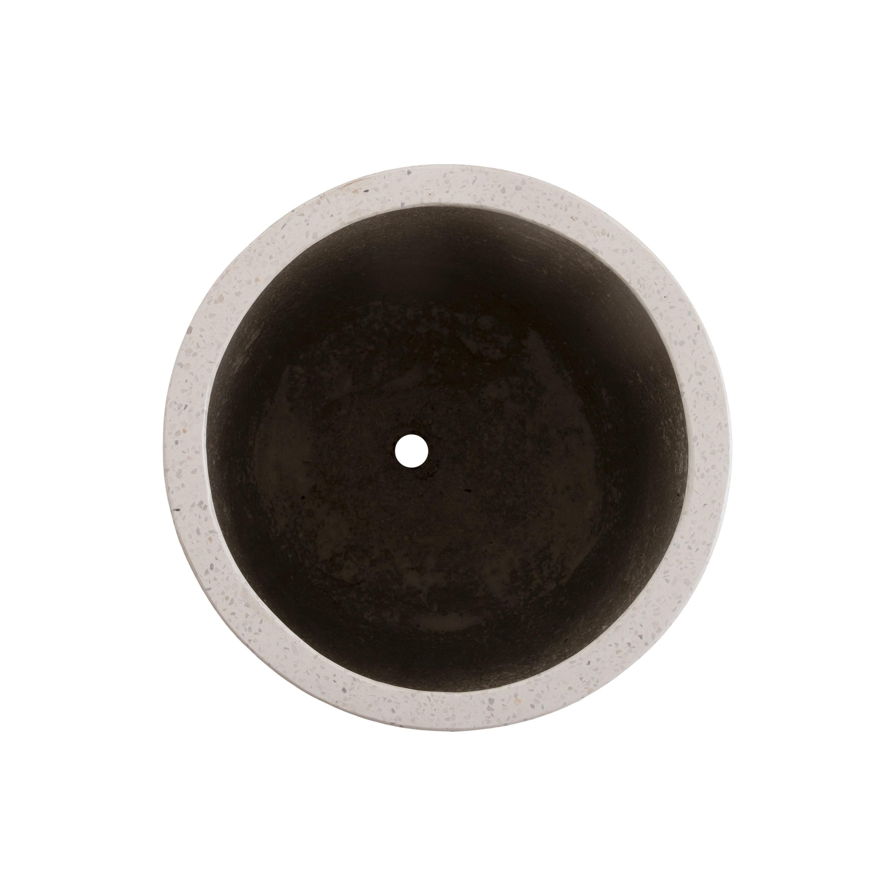 23.5 in. Tall Cylinder White Terrazzo Planter
