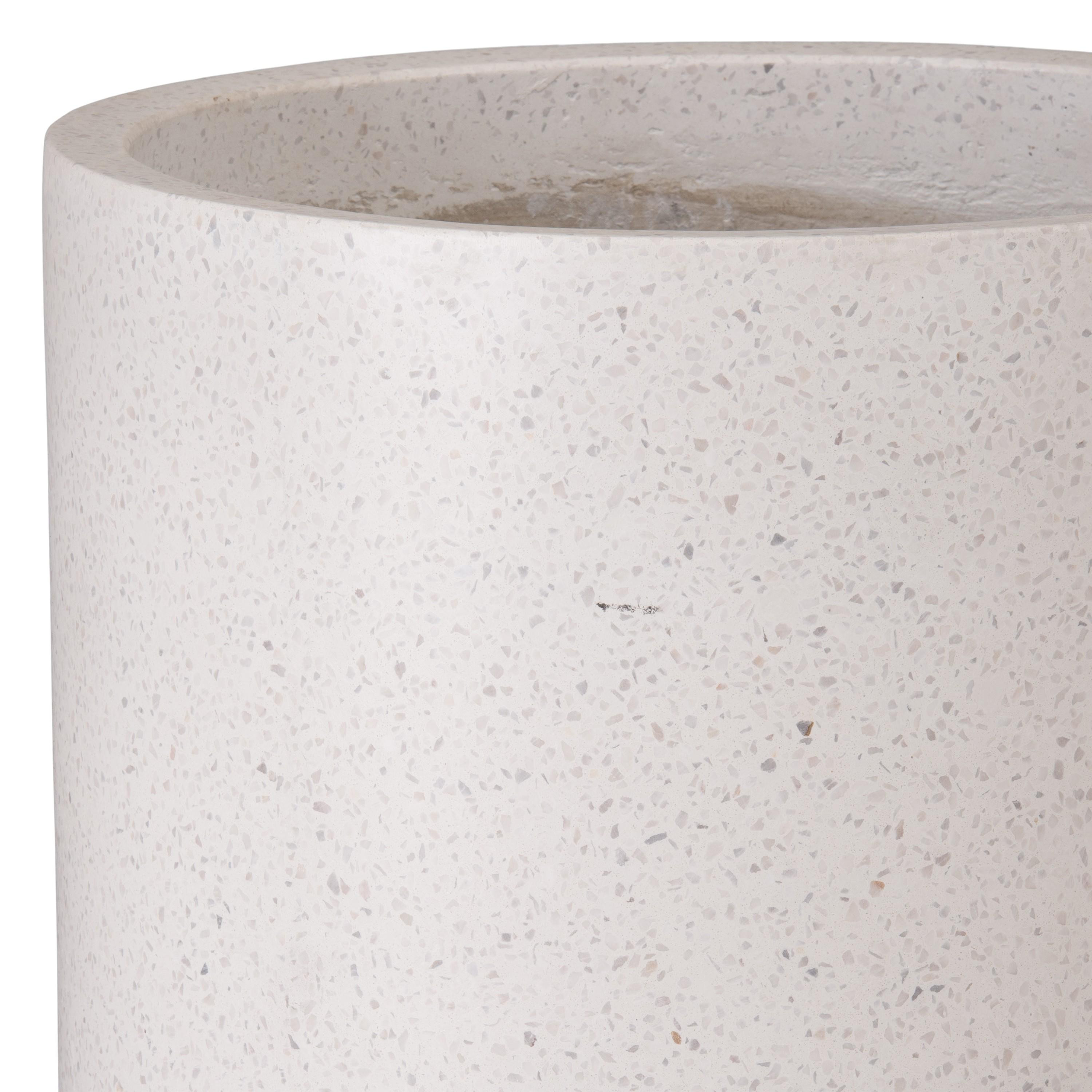 29.5 in. Tall Cylinder White Terrazzo Planter