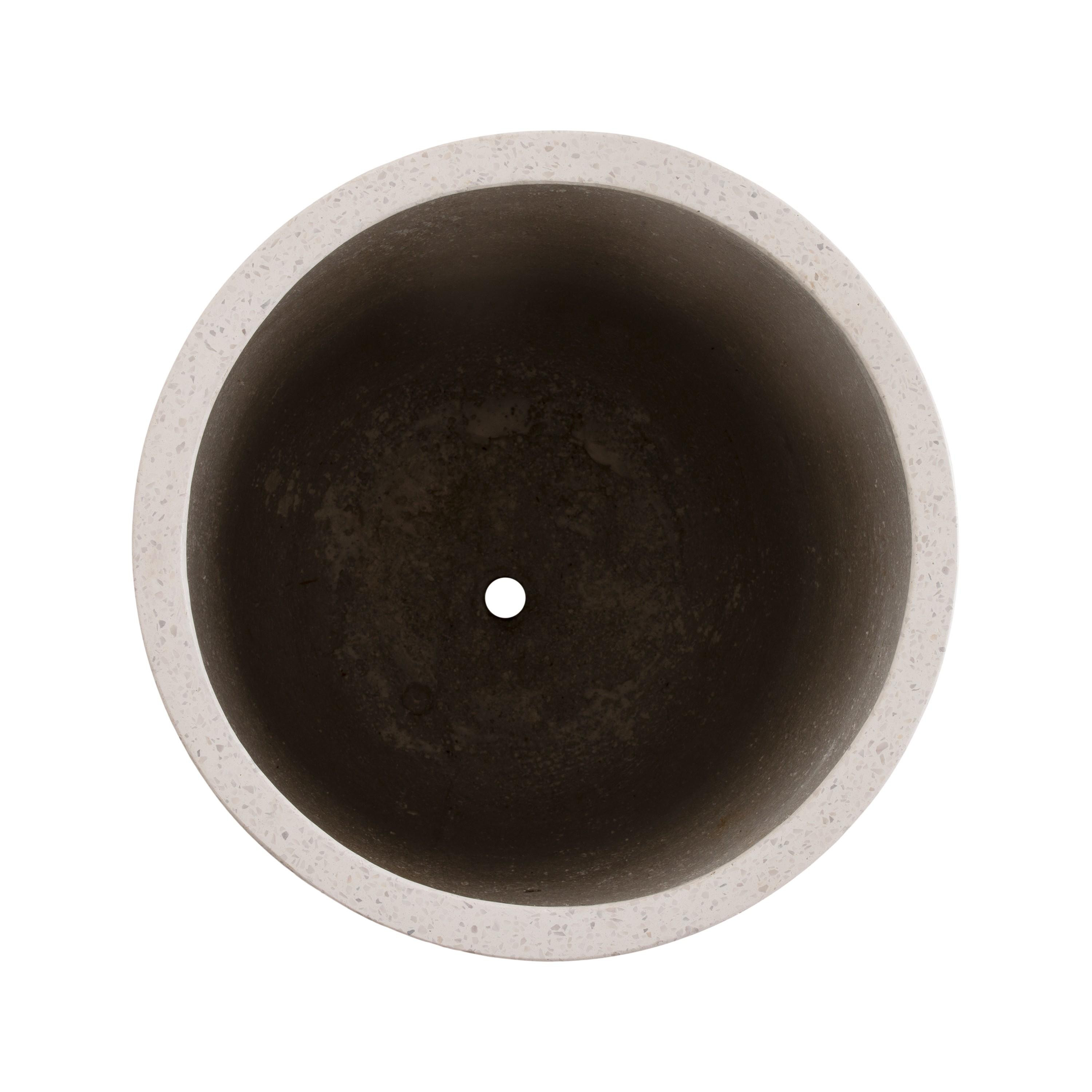 29.5 in. Tall Cylinder White Terrazzo Planter