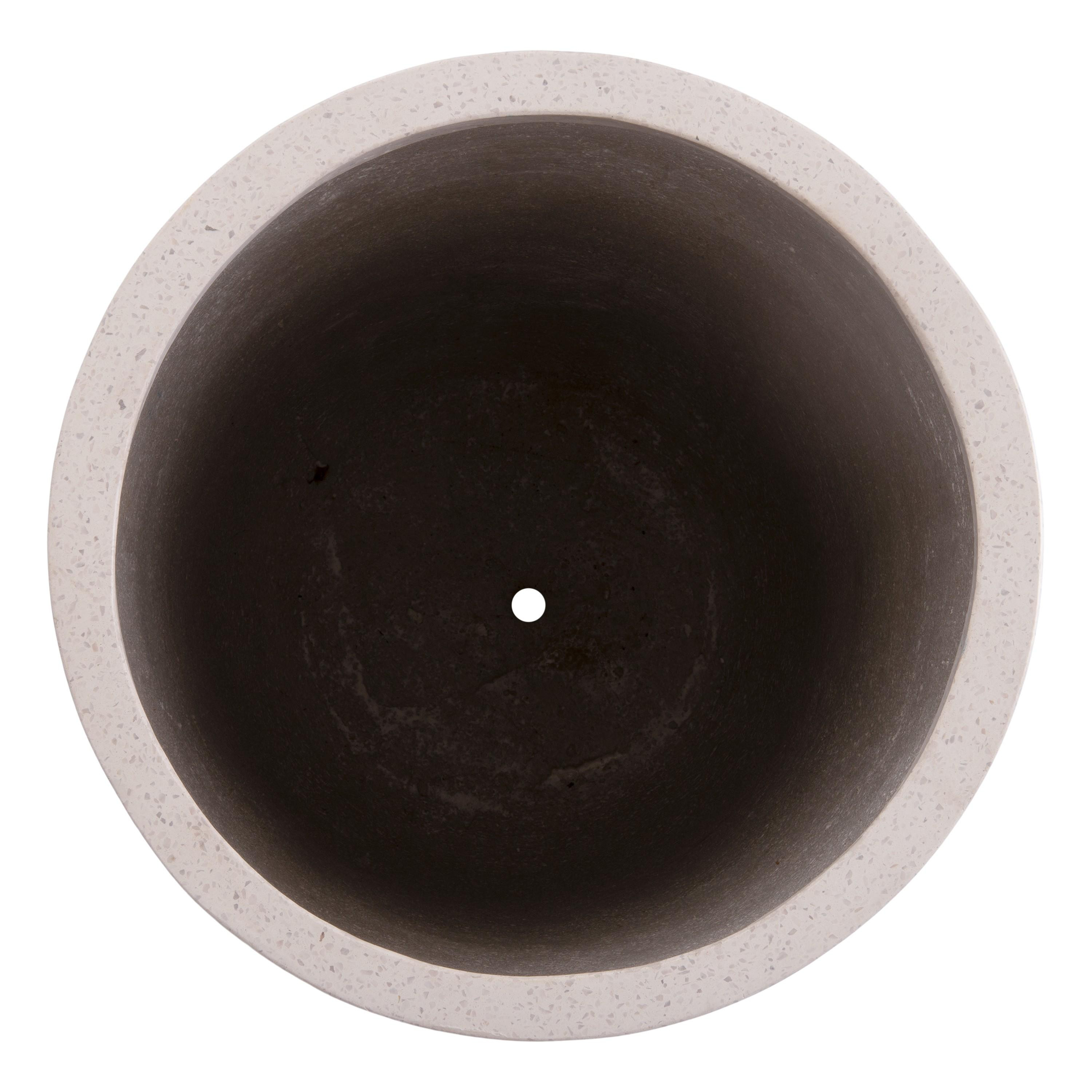 35 in. Tall Cylinder White Terrazzo Planter