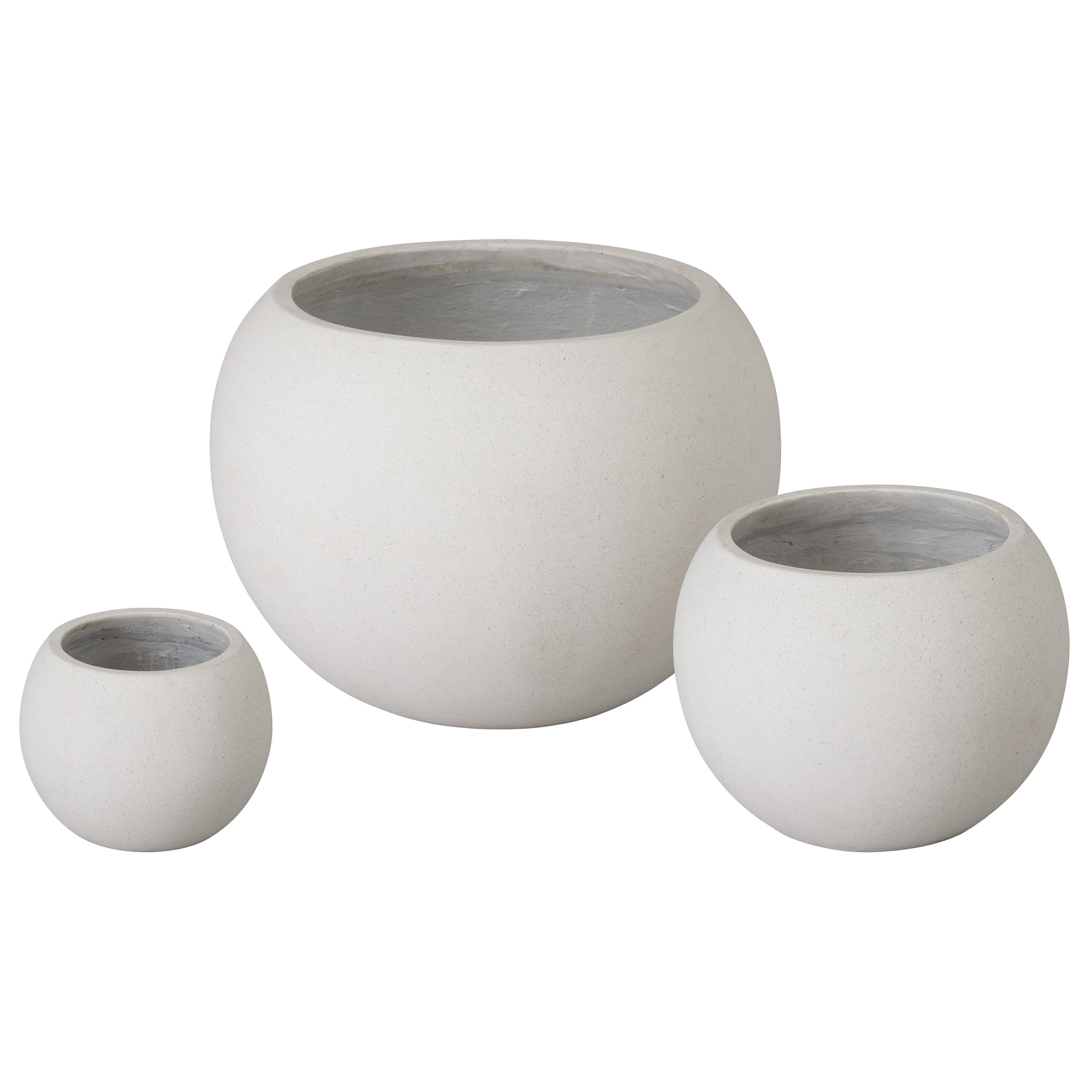 Set of 3 Ball White Terrazzo Planters