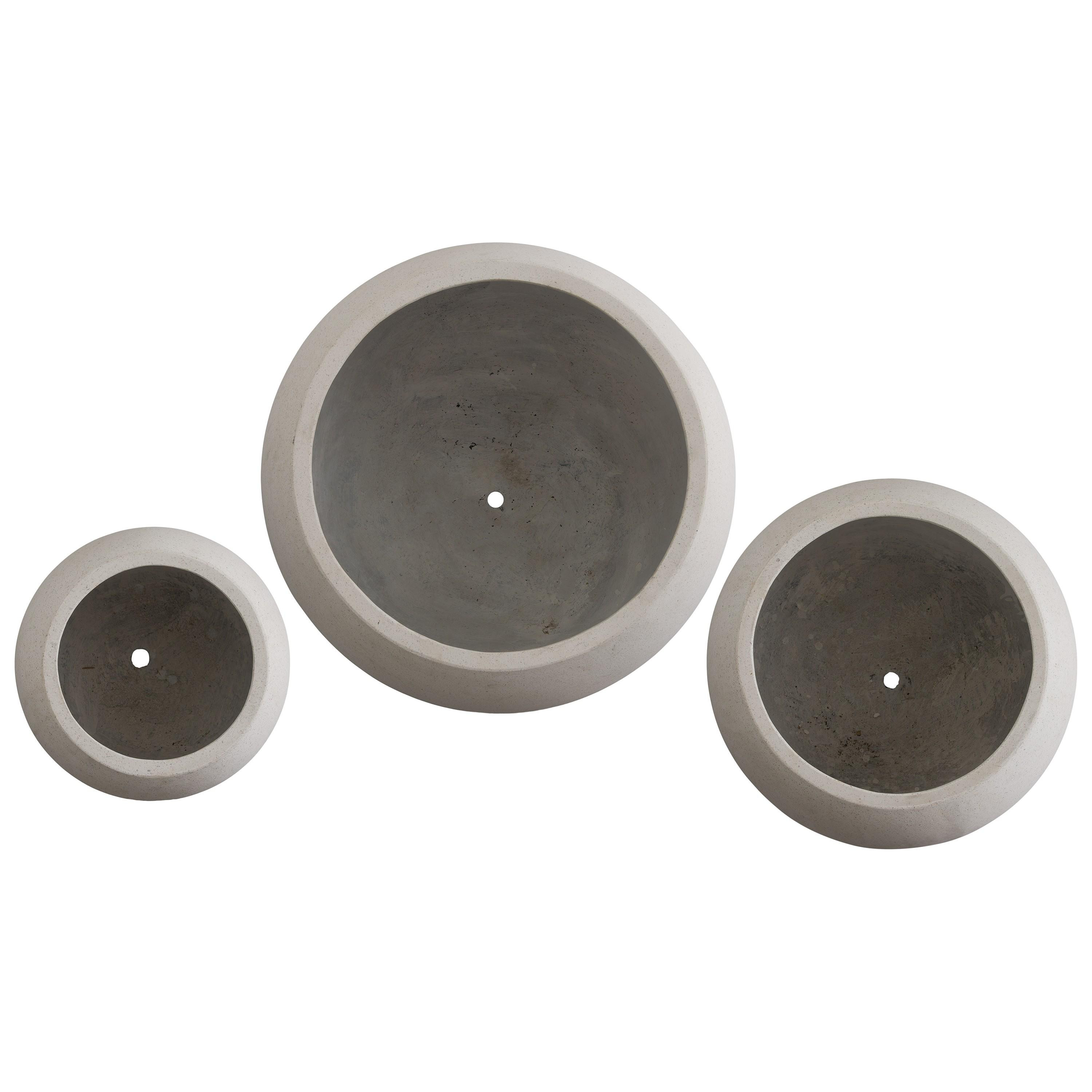 Set of 3 Ball White Terrazzo Planters