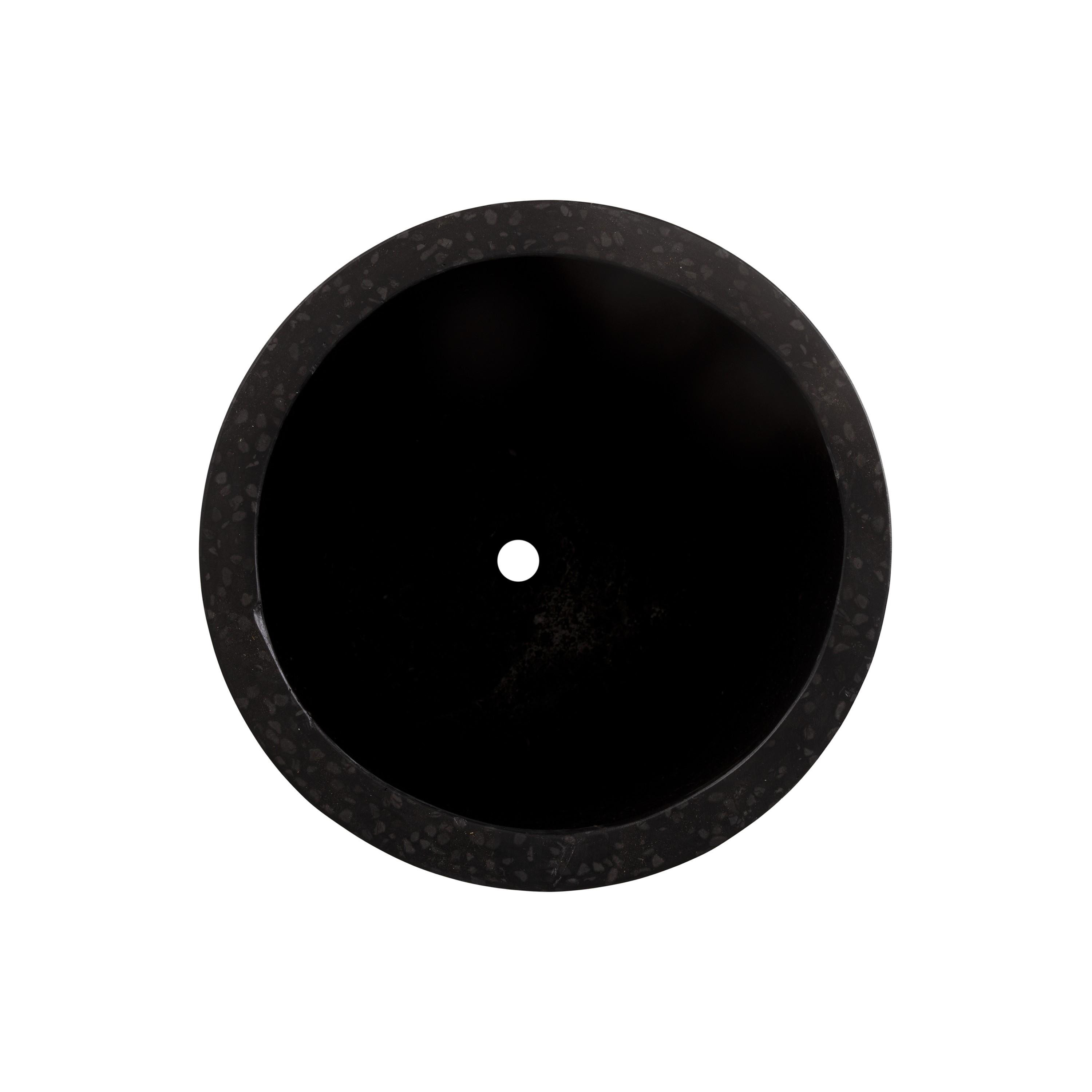 23.5 in. Tall Cylinder Black Terrazzo Planter