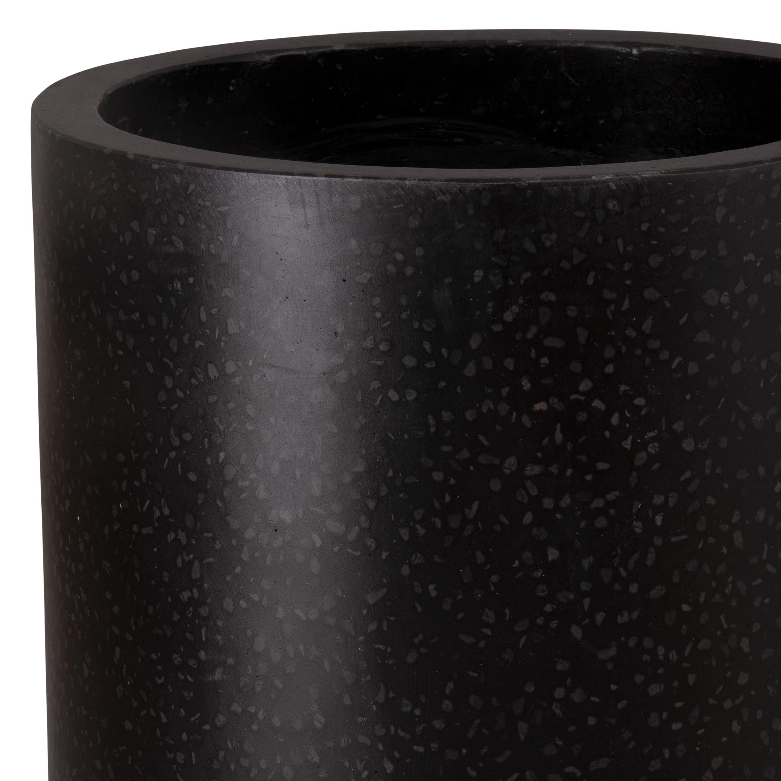 29.5 in. Tall Cylinder Black Terrazzo Planter