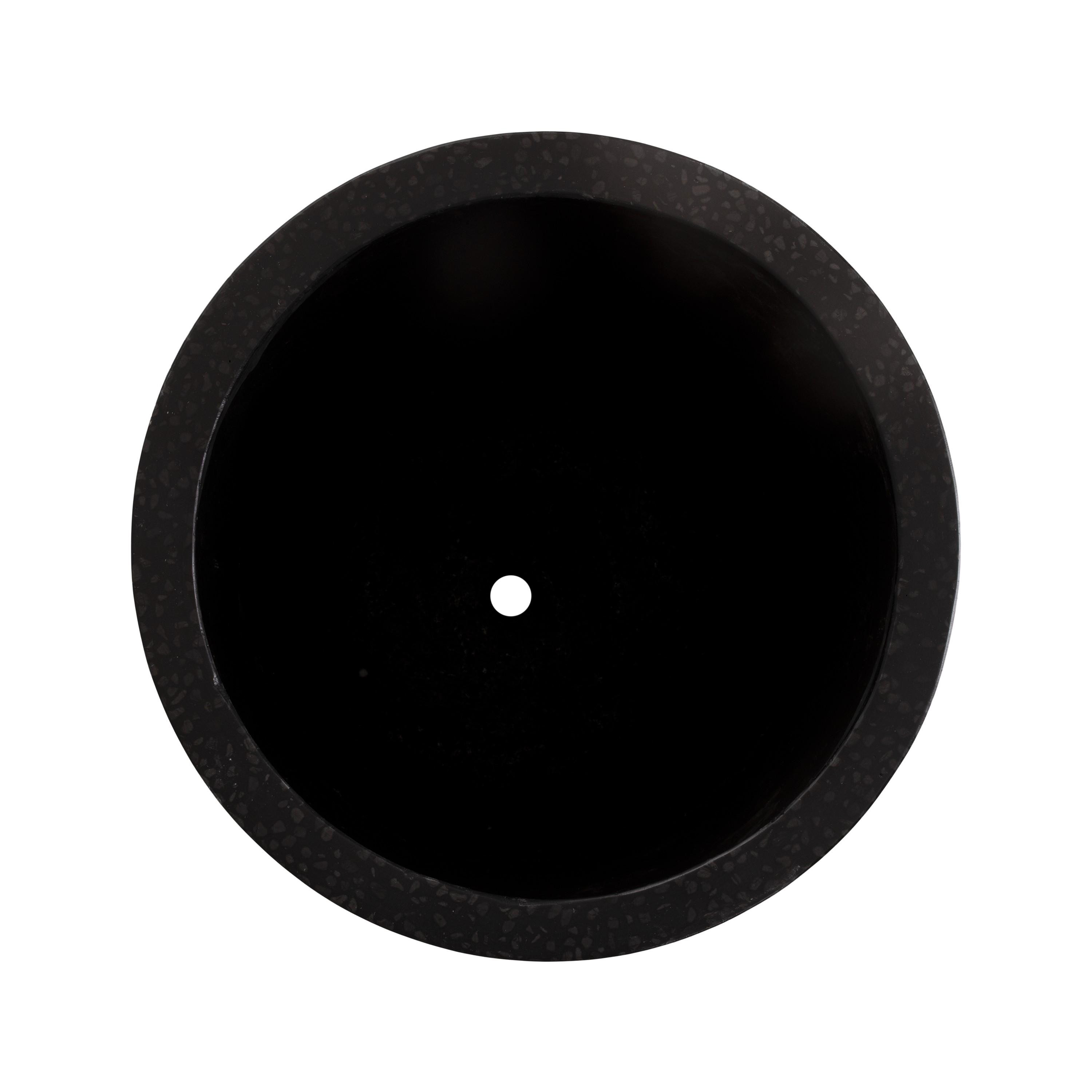 29.5 in. Tall Cylinder Black Terrazzo Planter