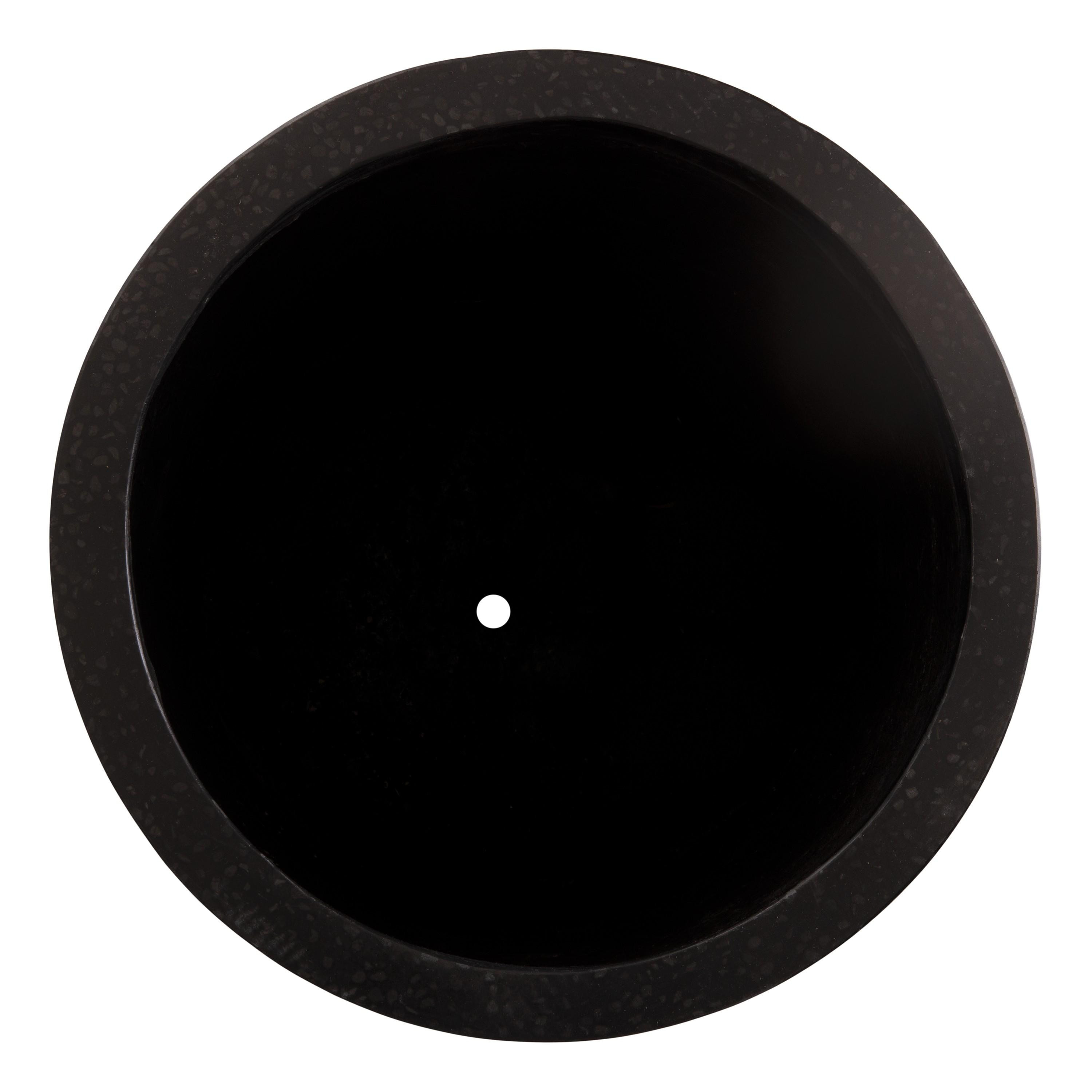 35 in. Tall Cylinder Black Terrazzo Planter