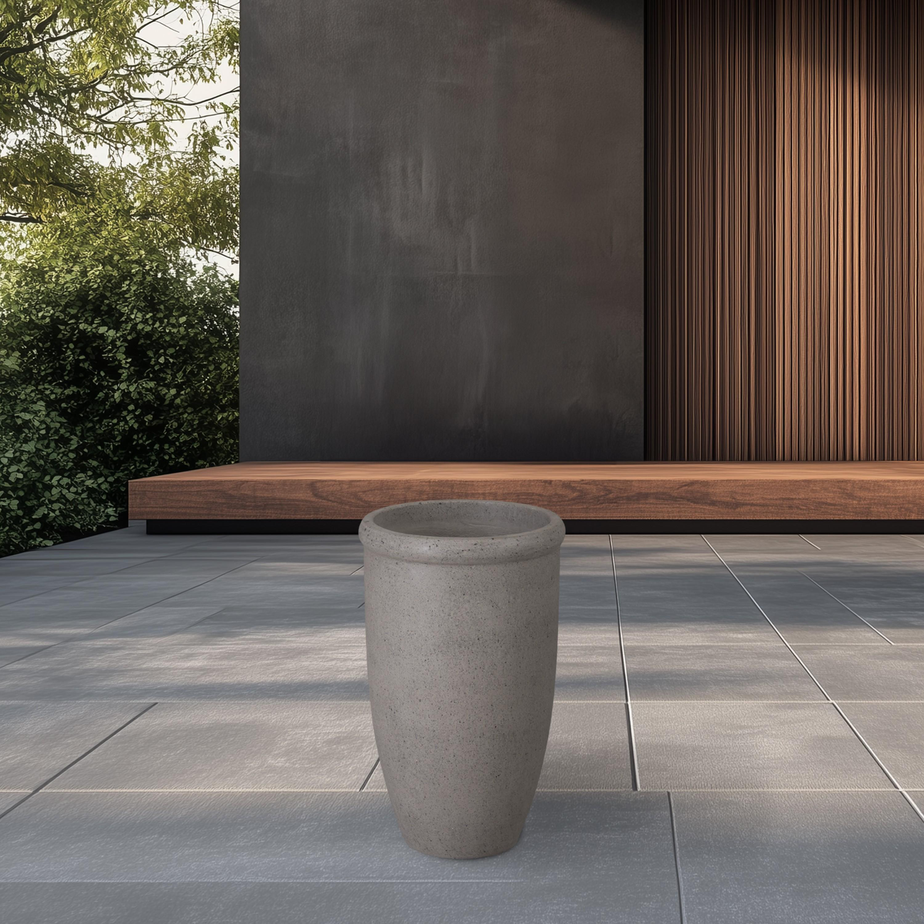 22 in. Round Lip Gray Terrazzo Planter