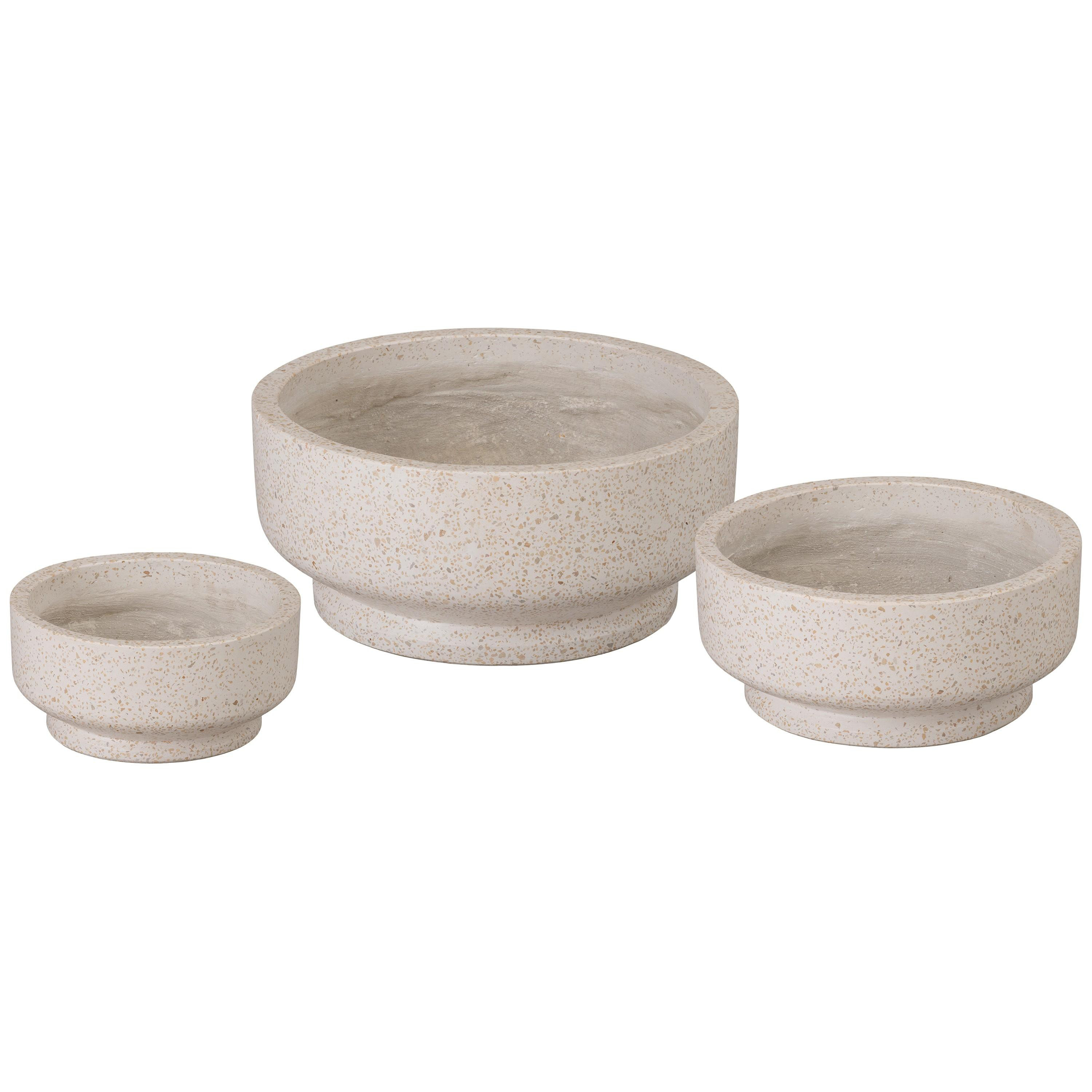 Set of 3 Round Yellow Terrazzo Bowl Planters