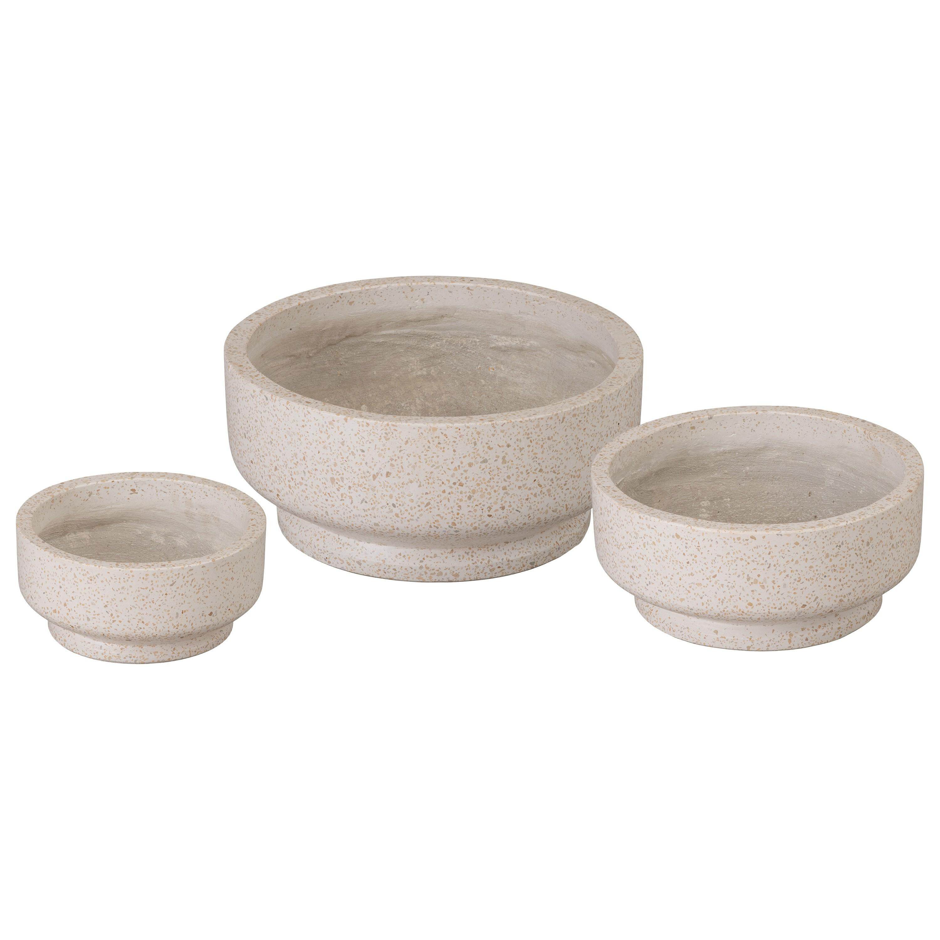 Set of 3 Round Yellow Terrazzo Bowl Planters