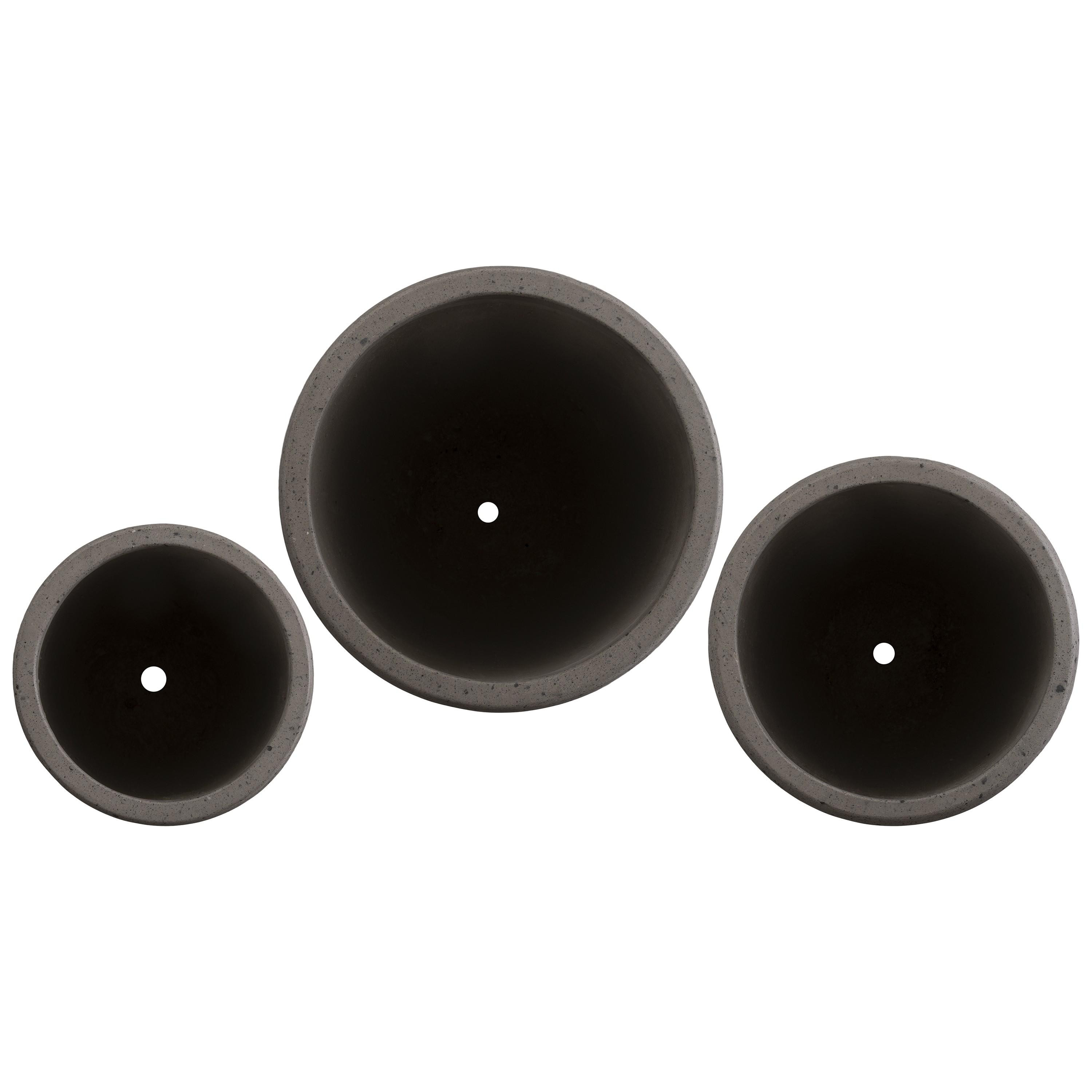 Set of 3 Round Lip Gray Terrazzo Planters