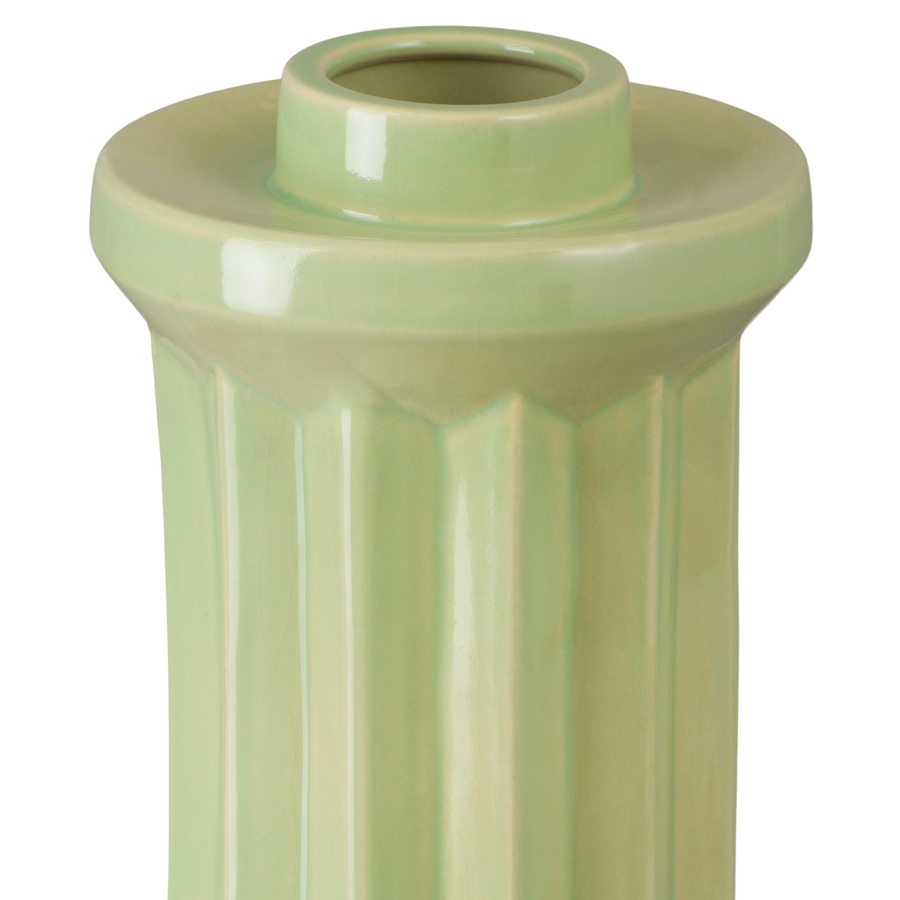 Intrepid 19 in. Apple Green Ceramic Vase