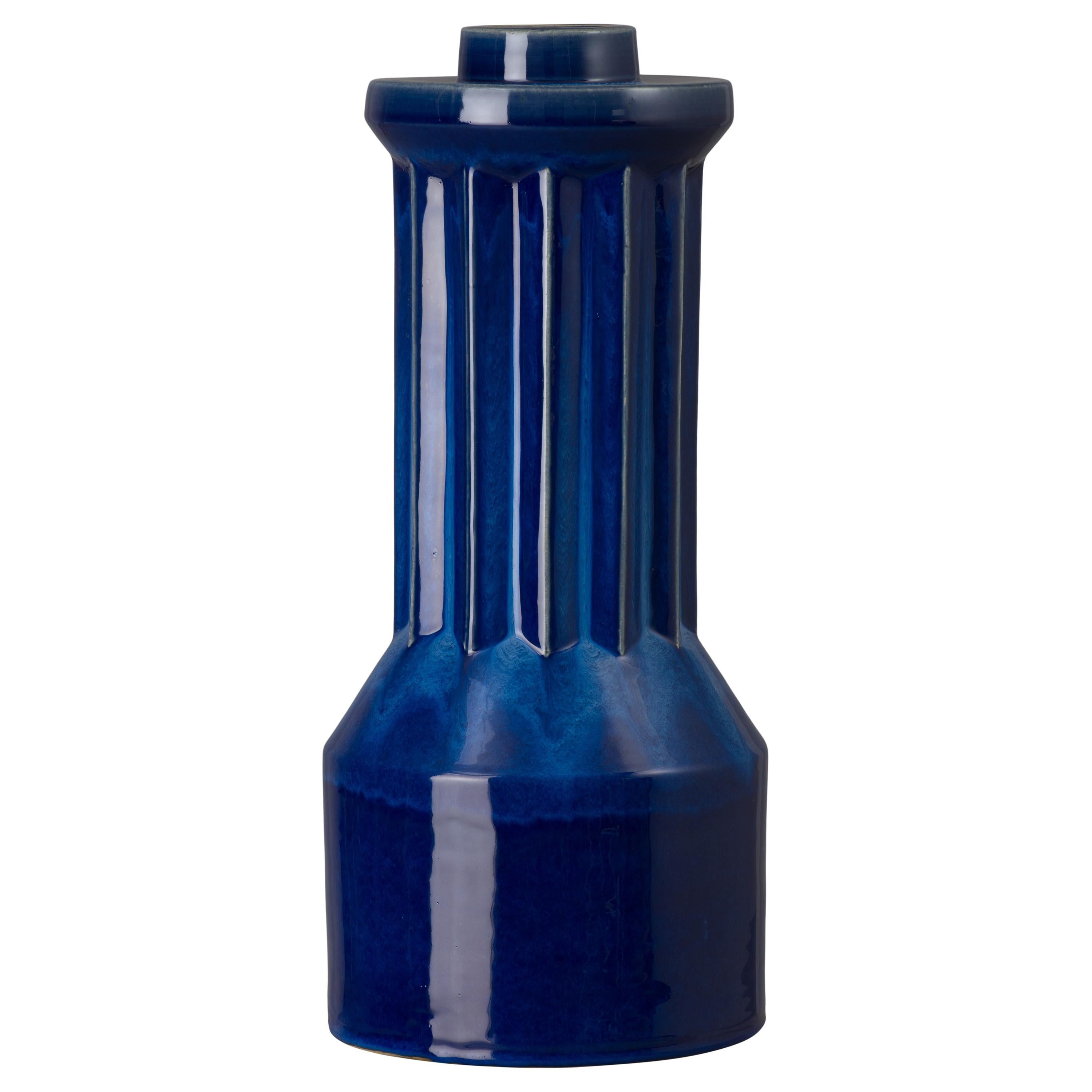 Intrepid 19 in. Blue Ceramic Vase