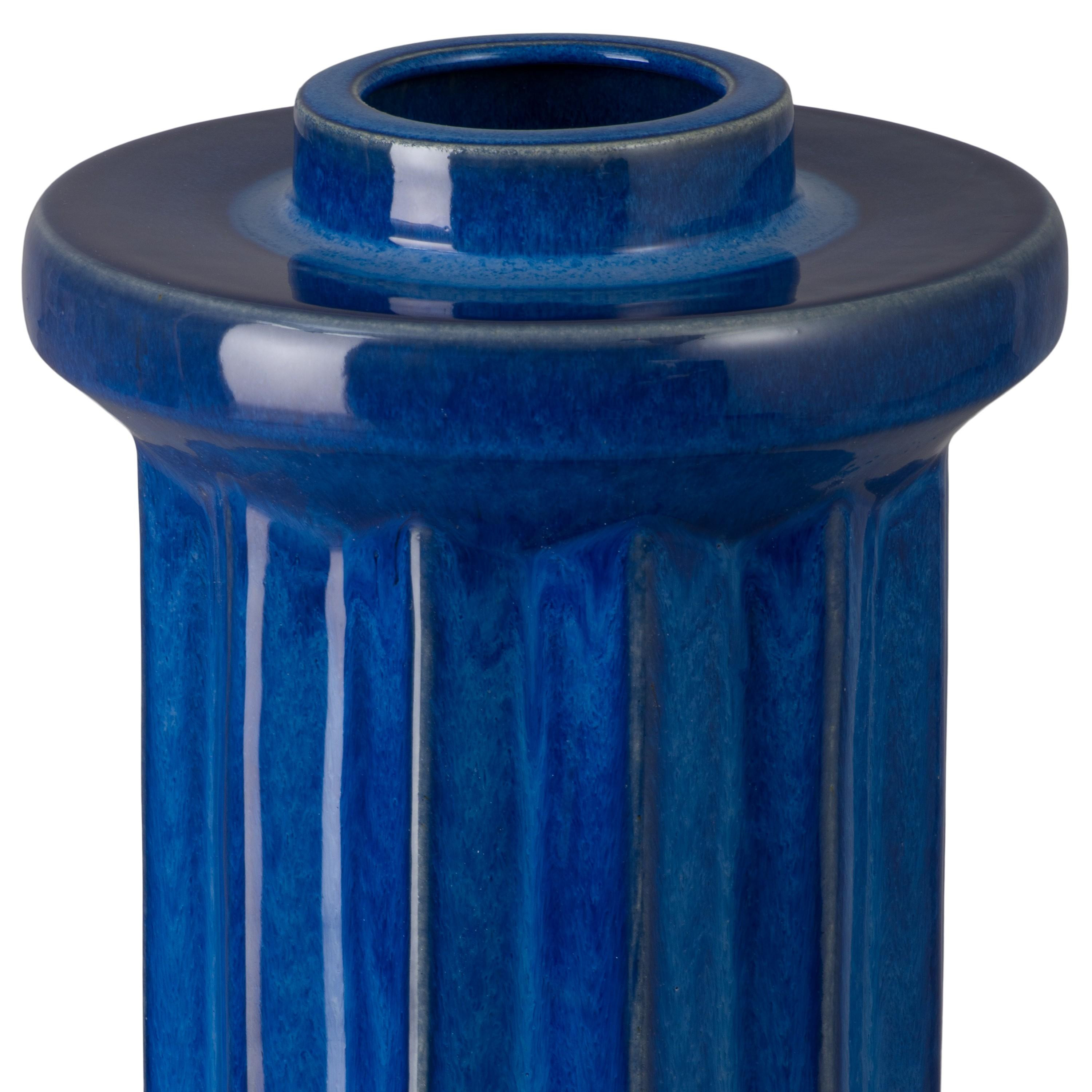 Intrepid 16 in. Blue Ceramic Vase