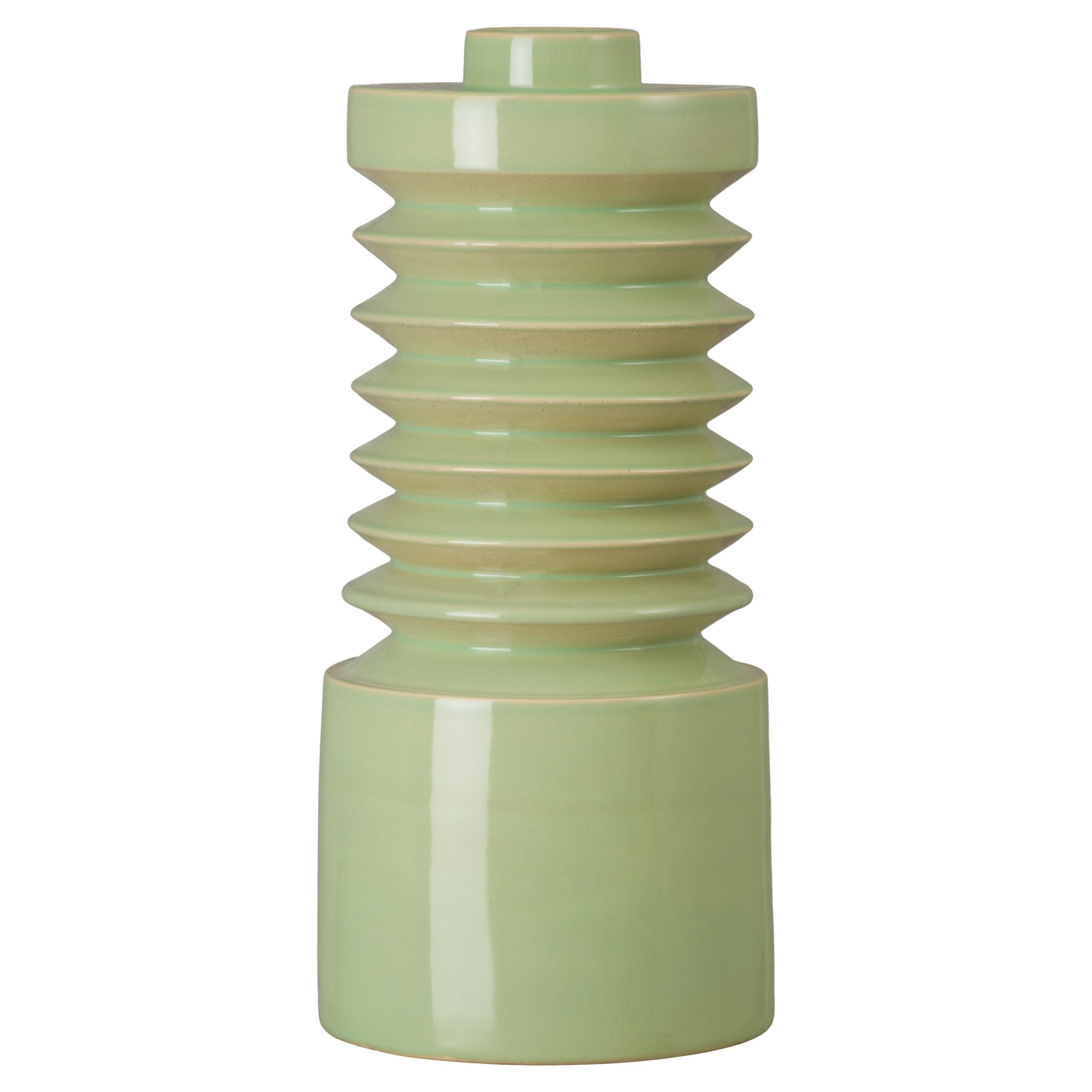 Jag 19 in. Apple Green Ceramic Vase