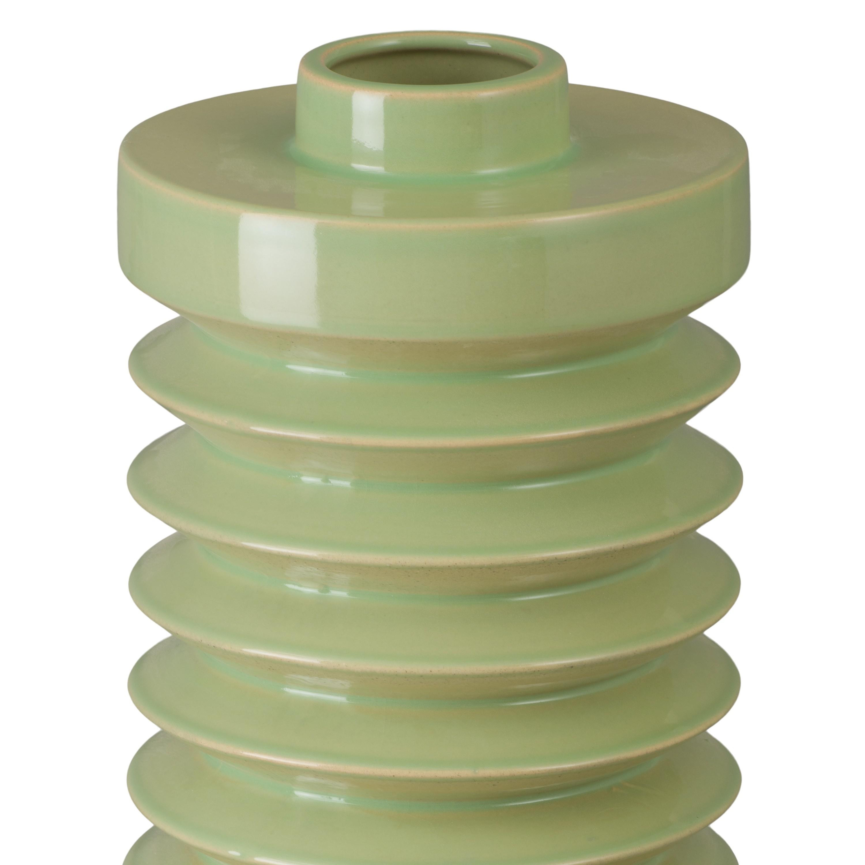 Jag 19 in. Apple Green Ceramic Vase