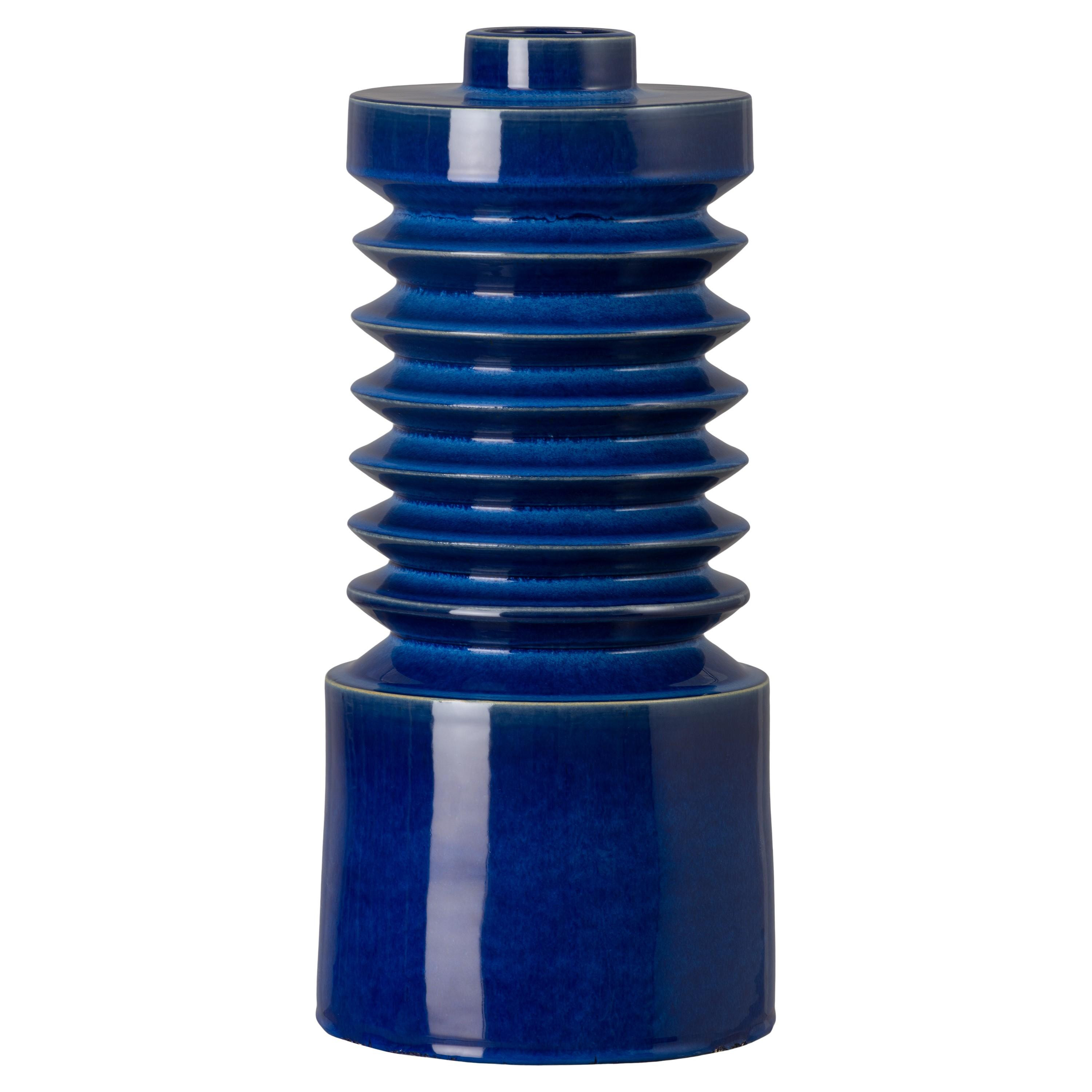 Jag 19 in. Blue Ceramic Vase