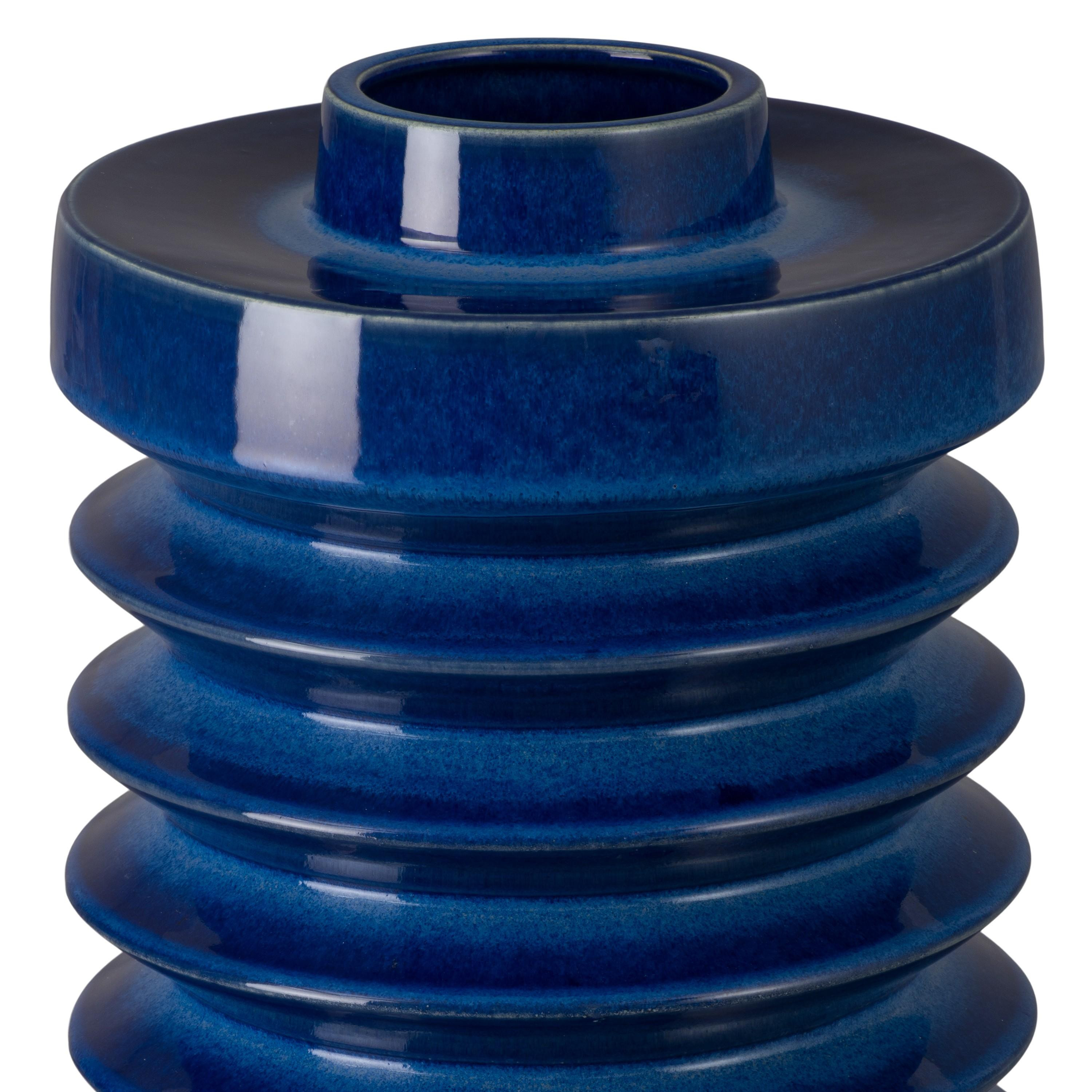 Jag 16 in. Blue Ceramic Vase