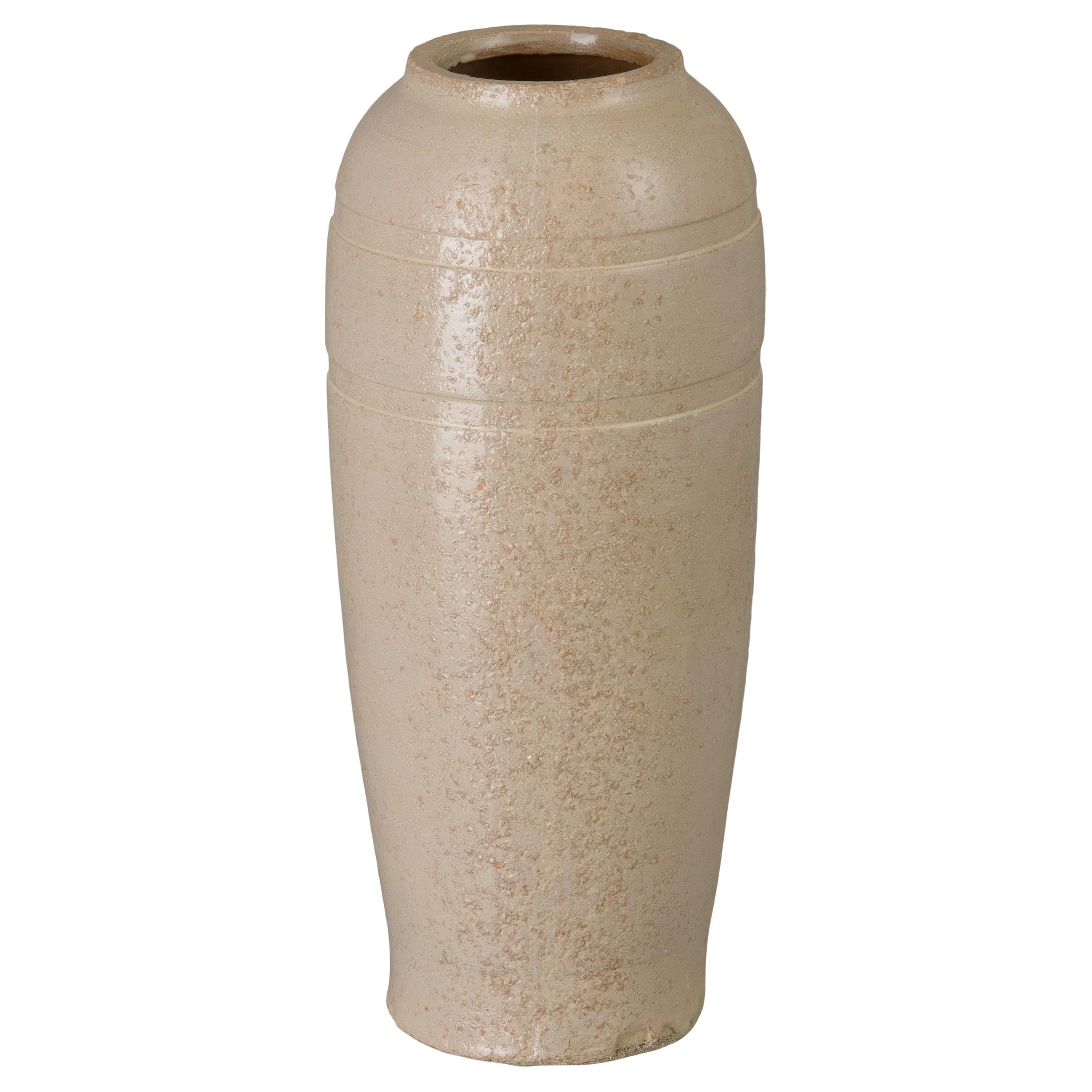 22 in. Tall Distressed White Ceramic Vase