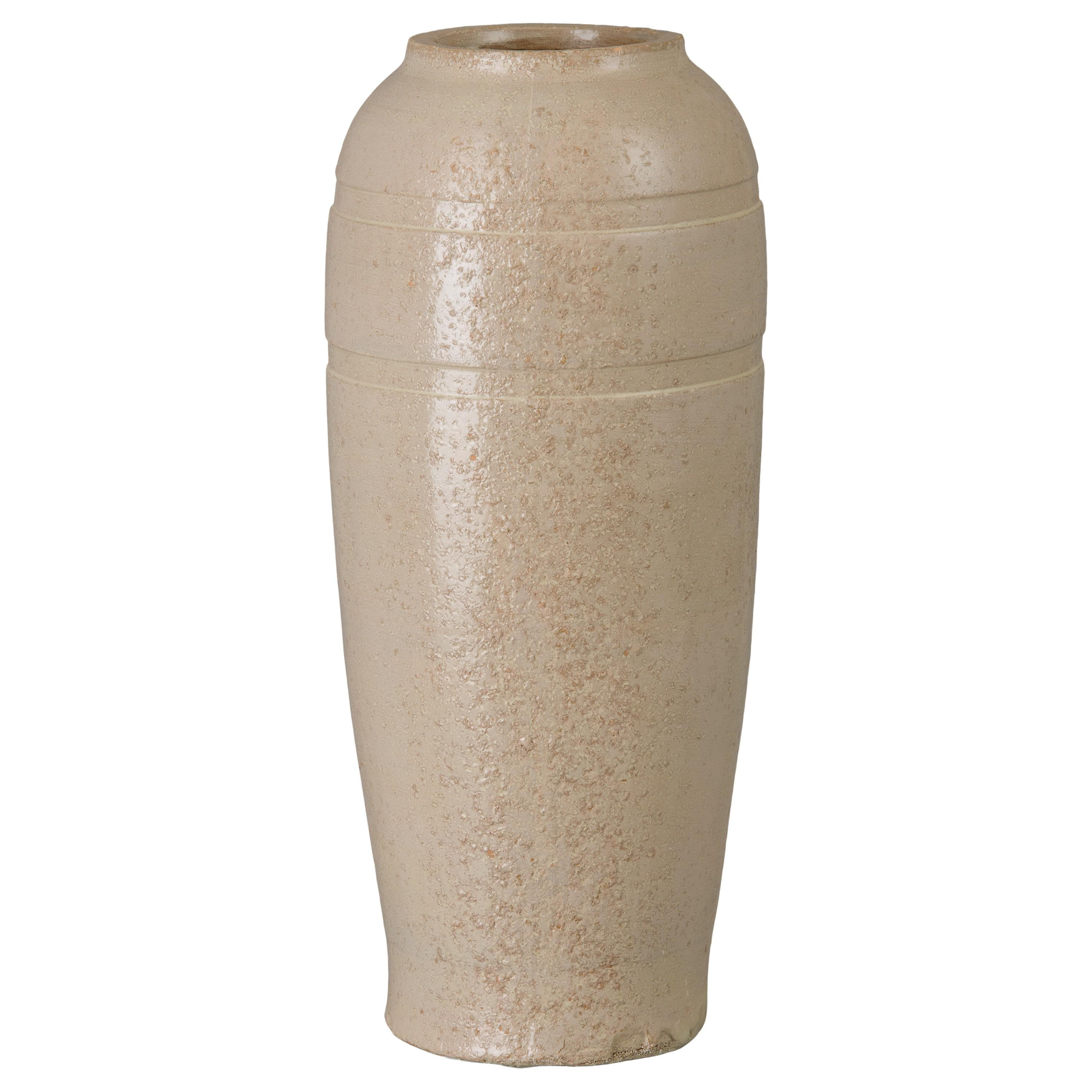 22 in. Tall Distressed White Ceramic Vase