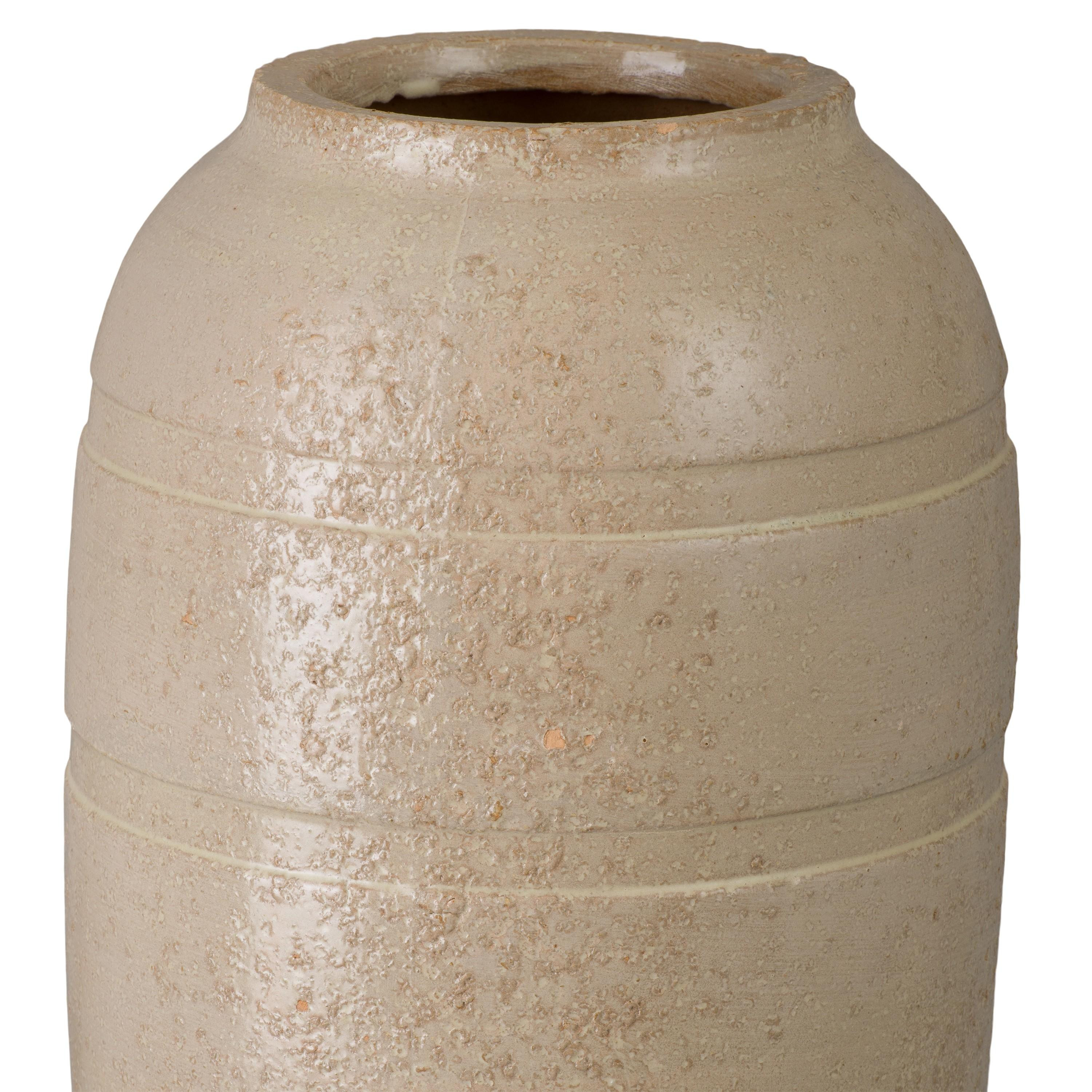22 in. Tall Distressed White Ceramic Vase