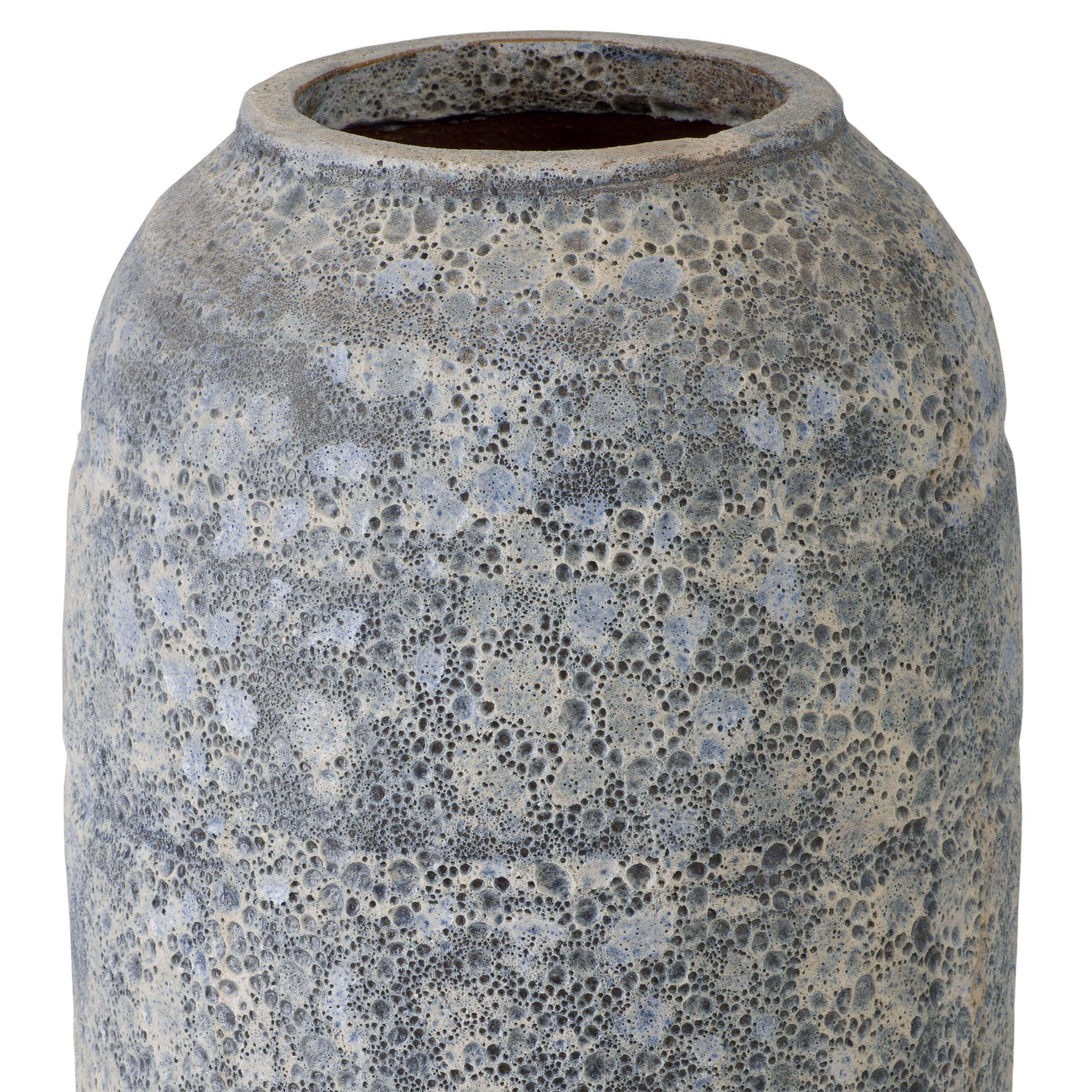 22 in. Tall Reef Blue Ceramic Vase