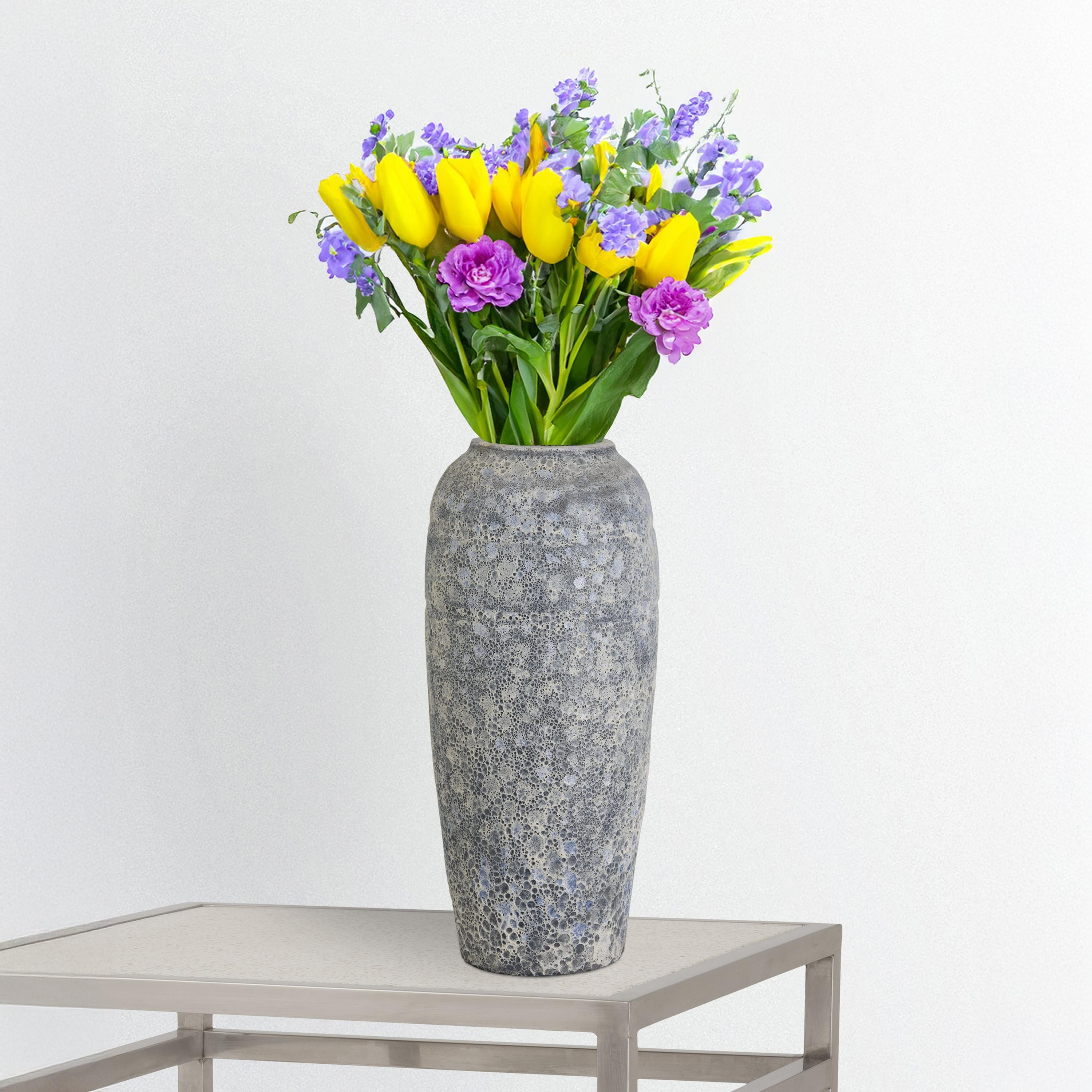 22 in. Tall Reef Blue Ceramic Vase