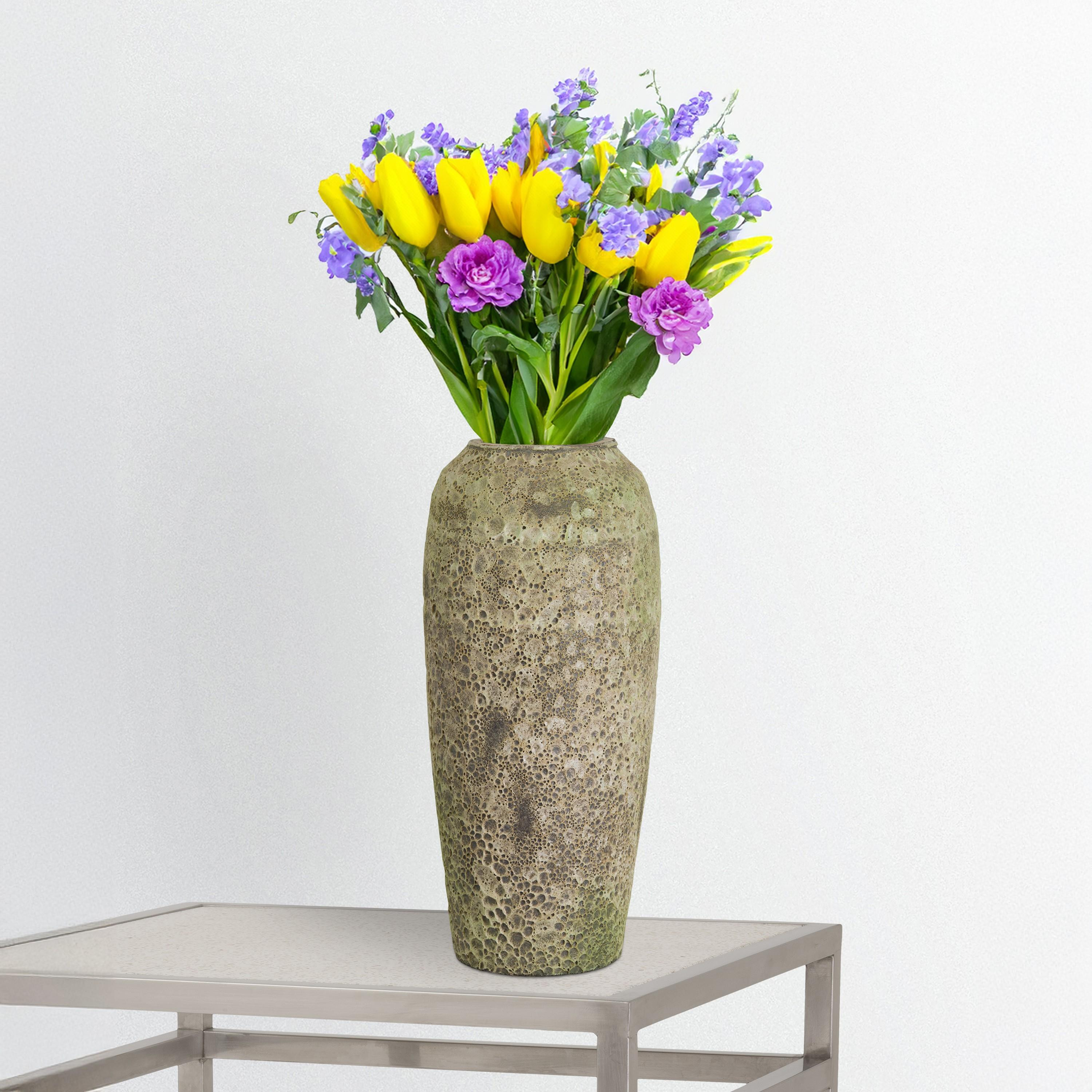 22 in. Tall Reef Green Ceramic Vase