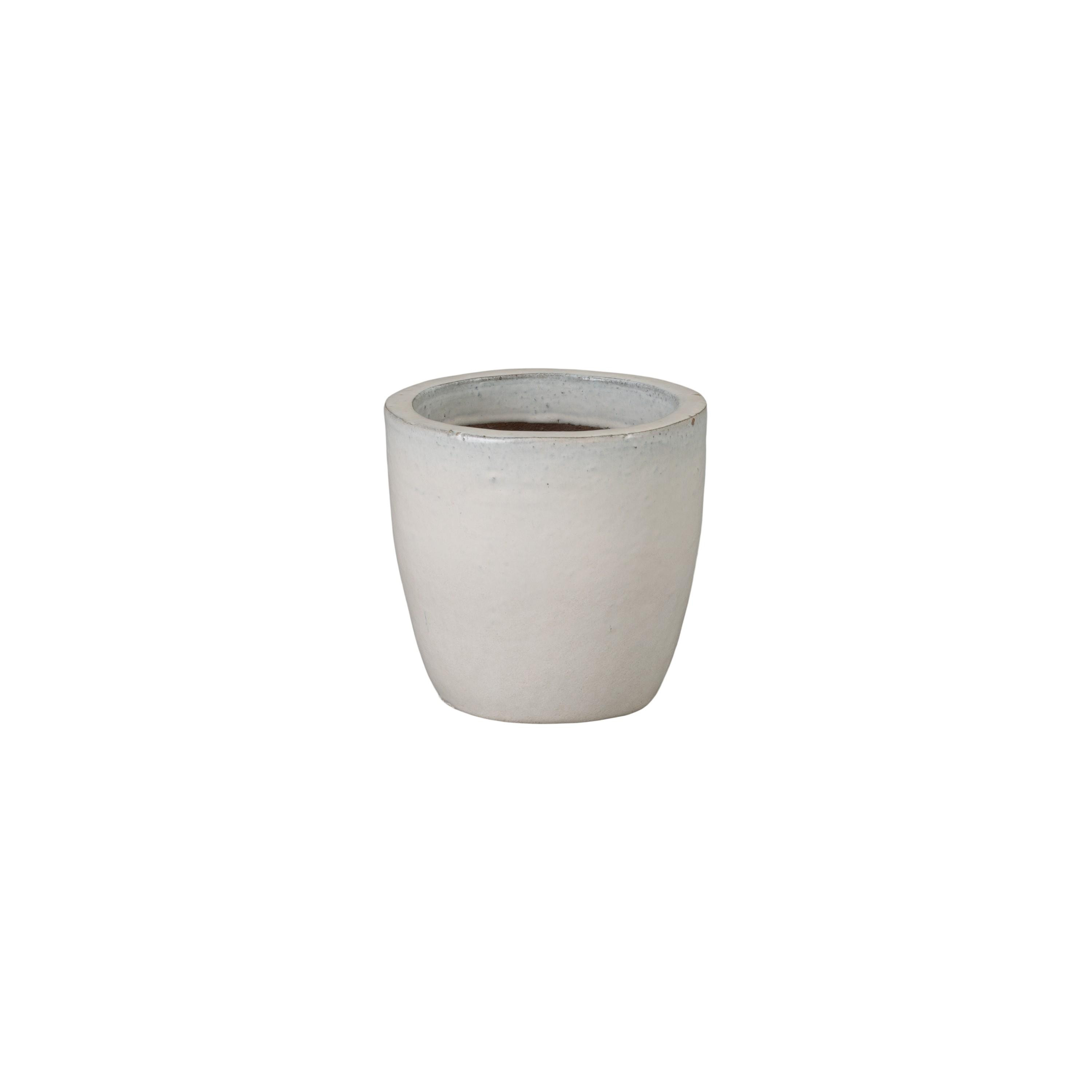 9 in. Round Distressed White Ceramic Planter