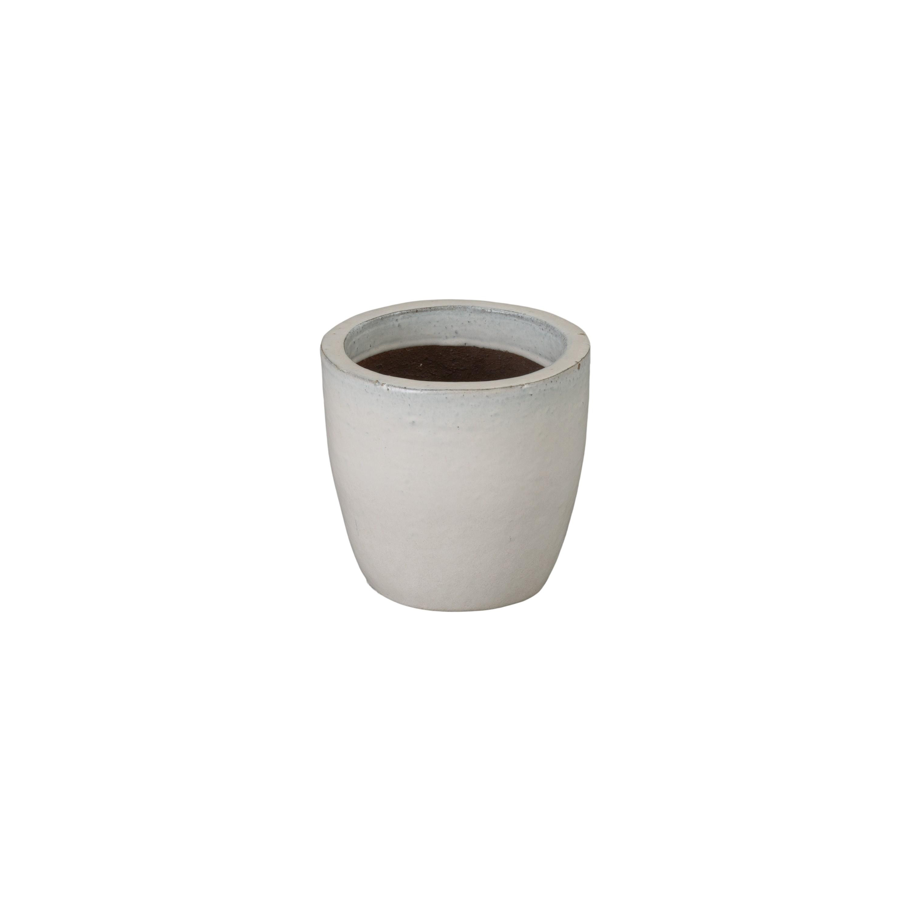 9 in. Round Distressed White Ceramic Planter