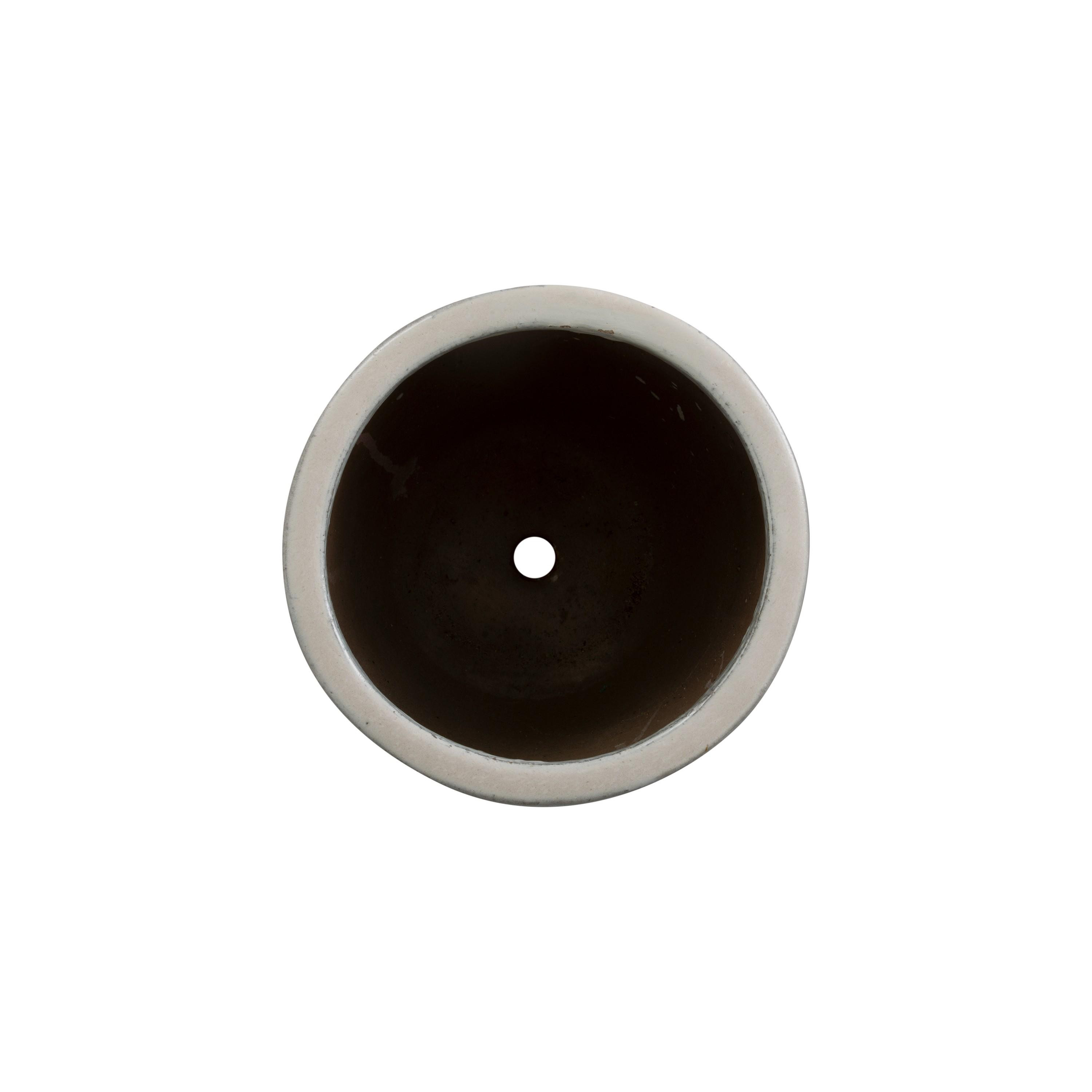 11 in. Round Distressed White Ceramic Planter