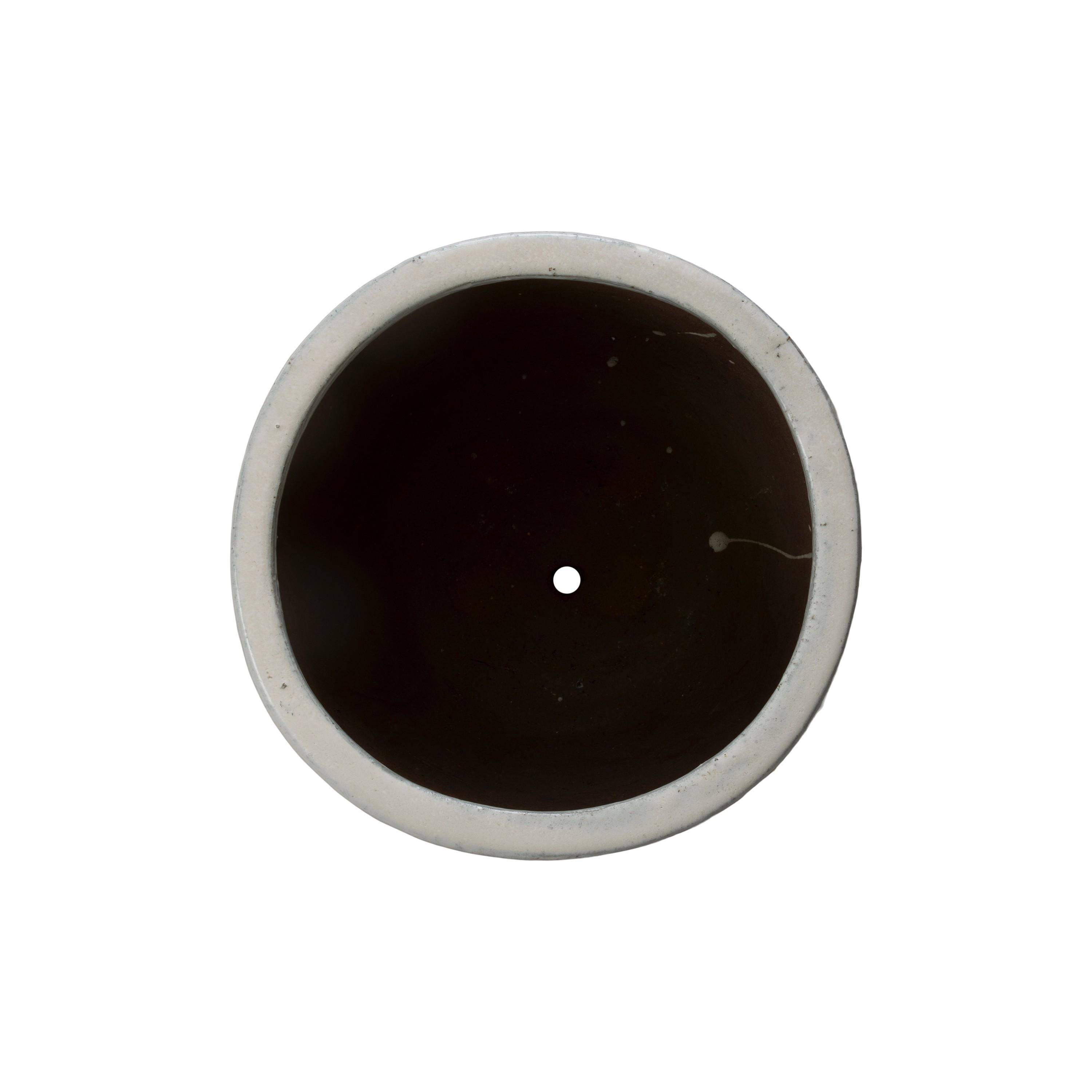 12 in. Round Distressed White Ceramic Planter